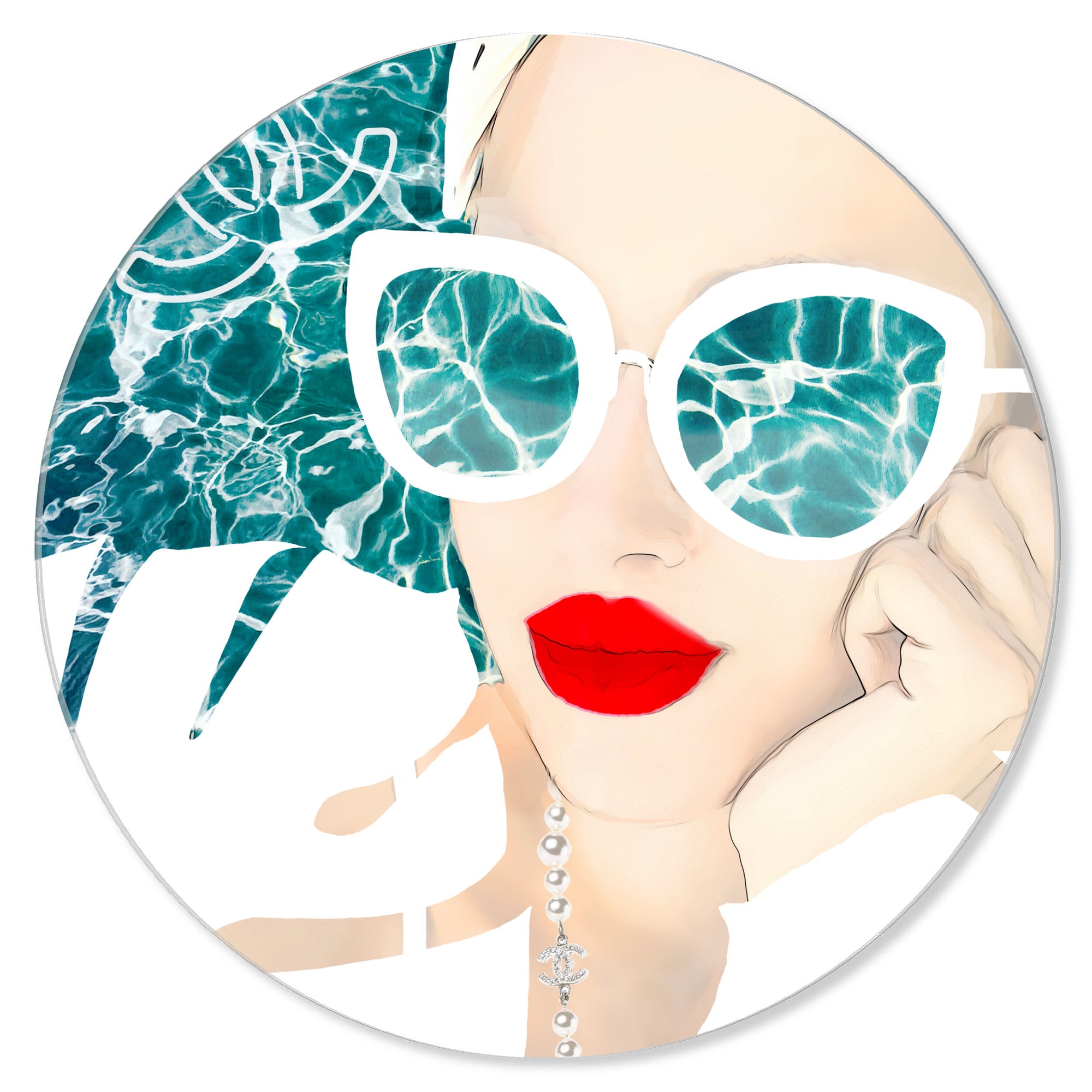 MariPily in White Round Fashion and Glam Wall Art by The Oliver Gal