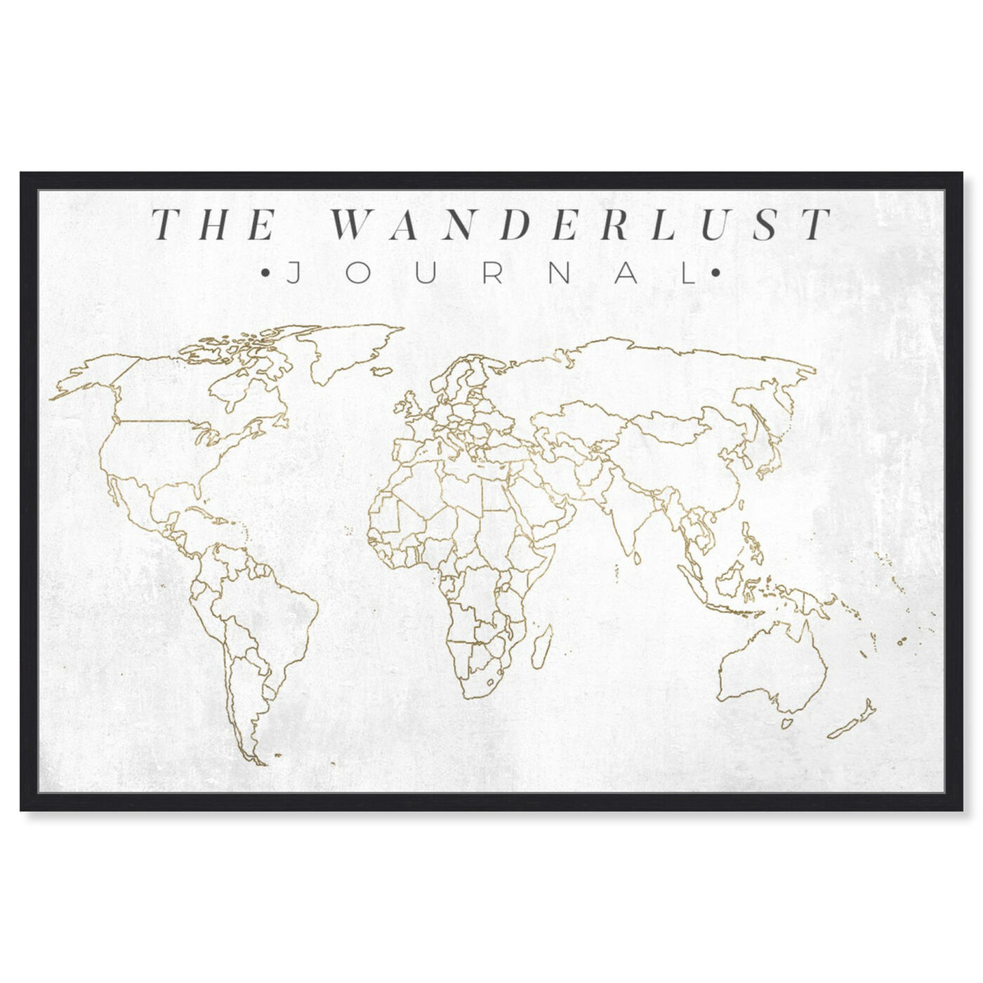 Front view of The Wanderlust Journal featuring maps and flags and world maps art.