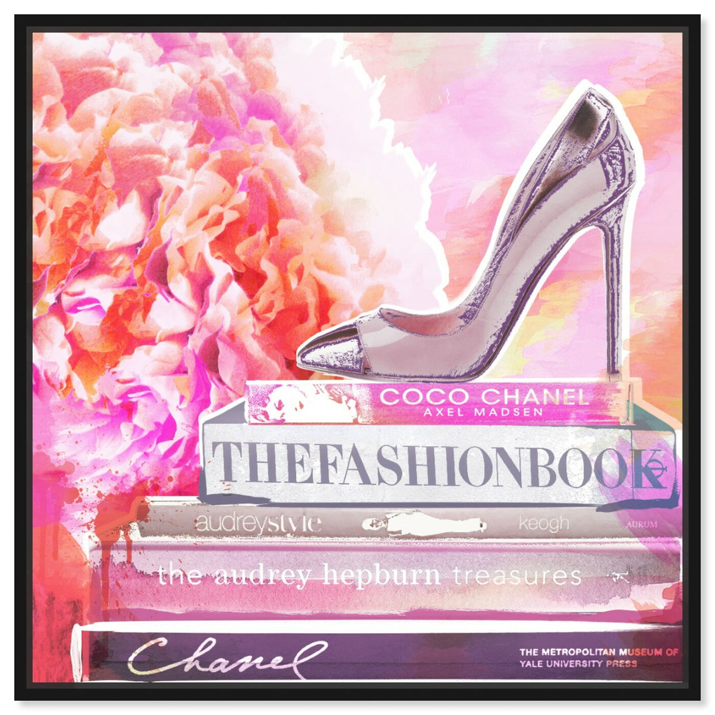 Runway Avenue Fashion and Glam Wall Art Canvas Prints 'La Bella Vita' Shoes - Pink, Orange, Size: 16 x 16