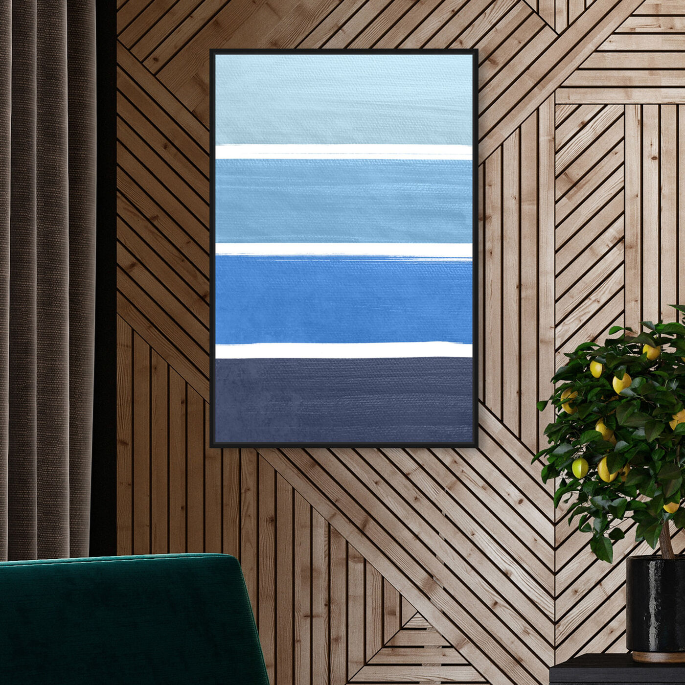 Hanging view of The Right Shade of Blue featuring abstract and geometric art.