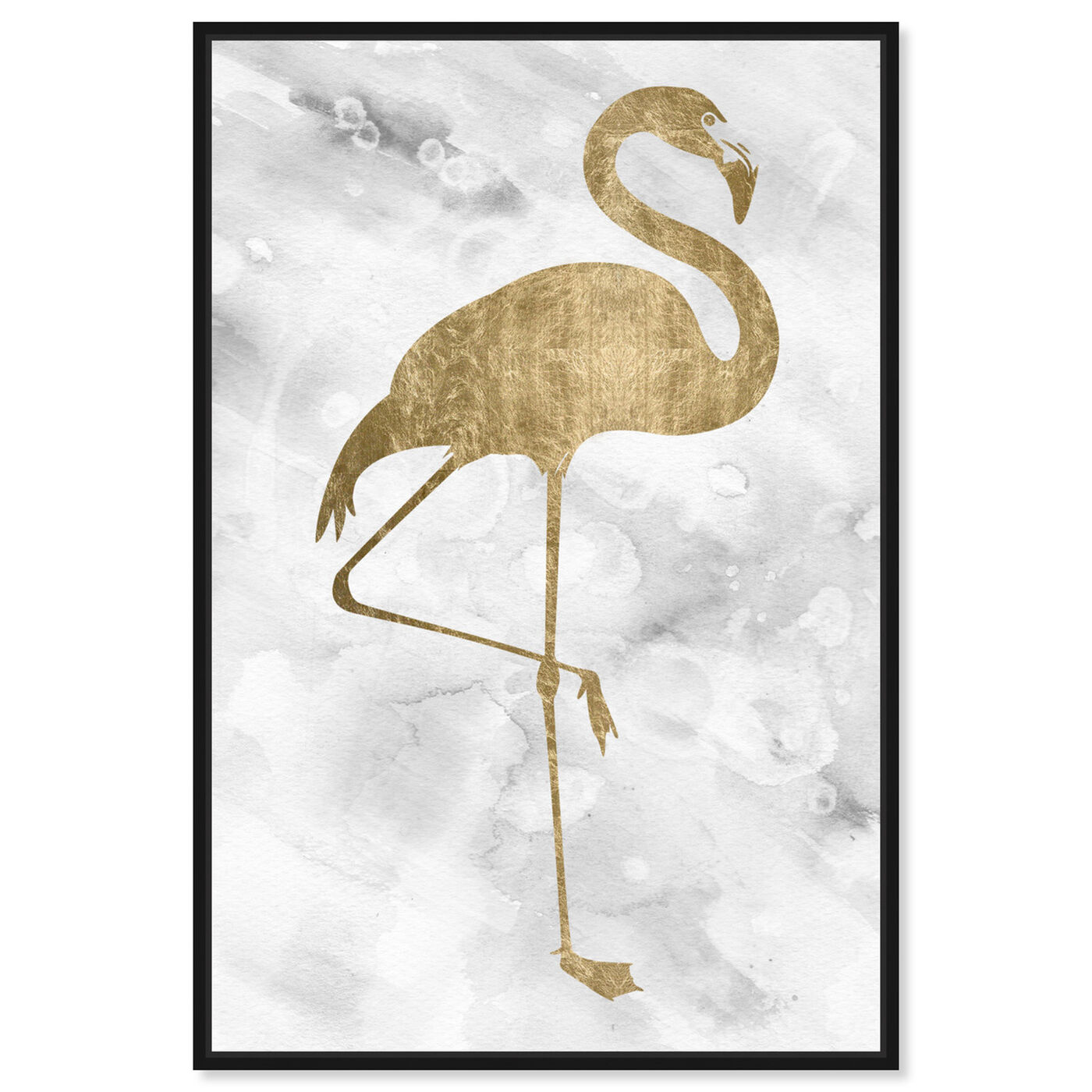 Front view of Flamingo Solid Gold featuring animals and birds art.