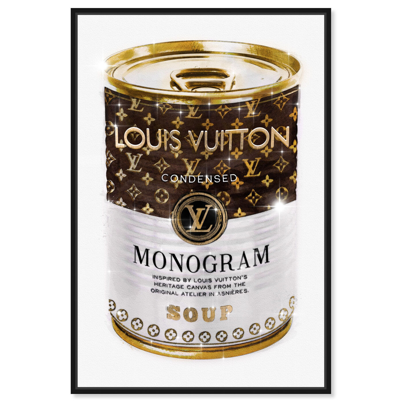 Front view of Monogram Soup Can featuring fashion and glam and soup can art.