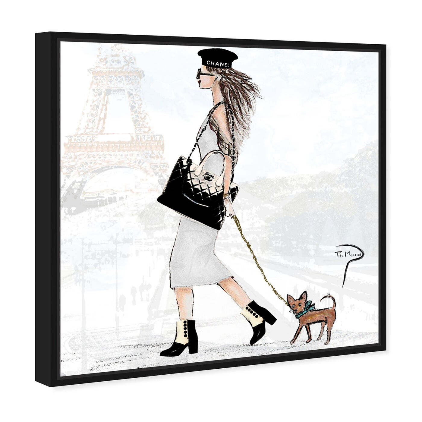 Angled view of Pily Montiel - National puppy day featuring fashion and glam and outfits art.