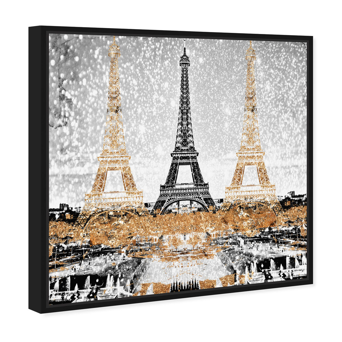 Angled view of Triple Paris Gold featuring cities and skylines and european cities art.