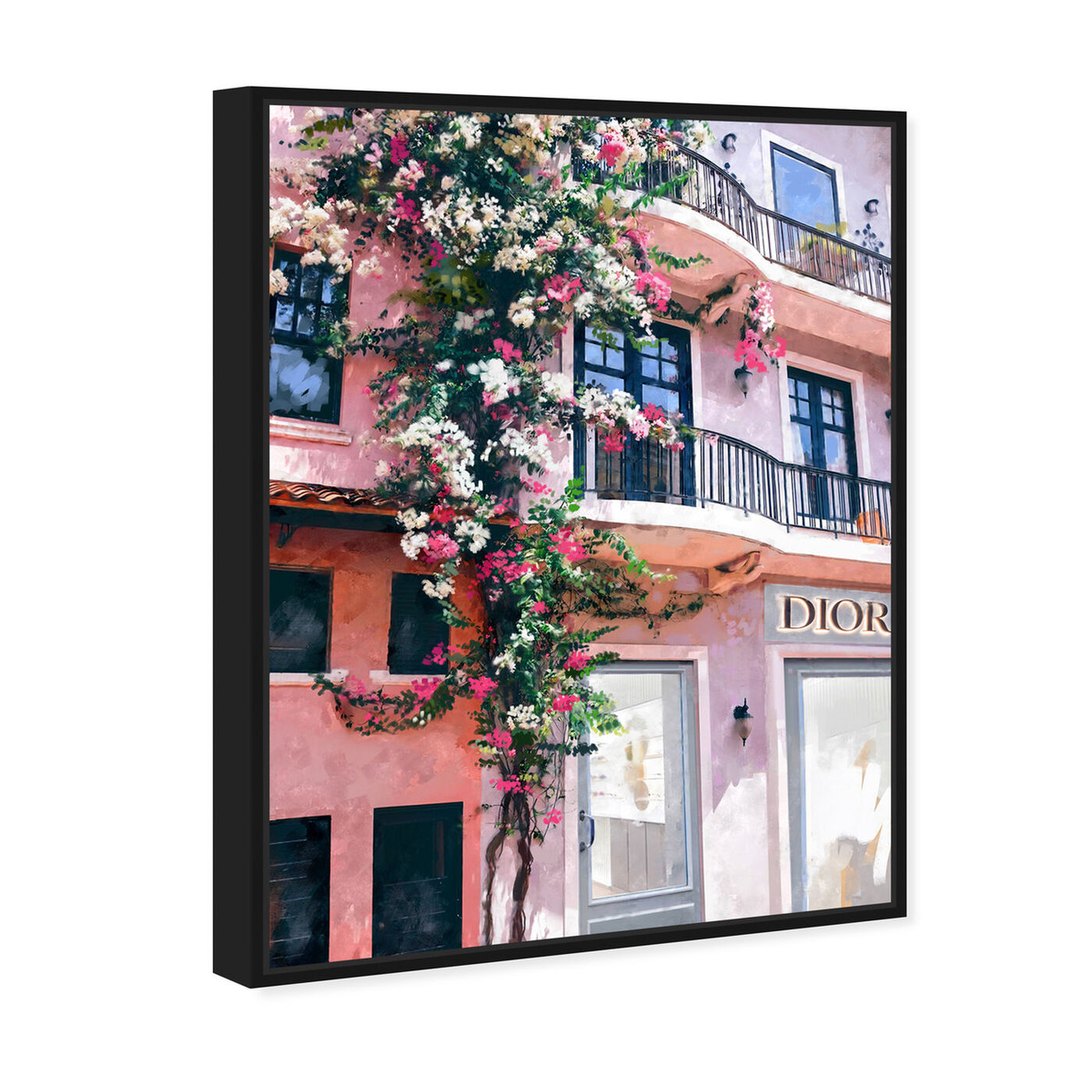 Angled view of French Floral Fashion Boutique featuring fashion and glam and road signs art.