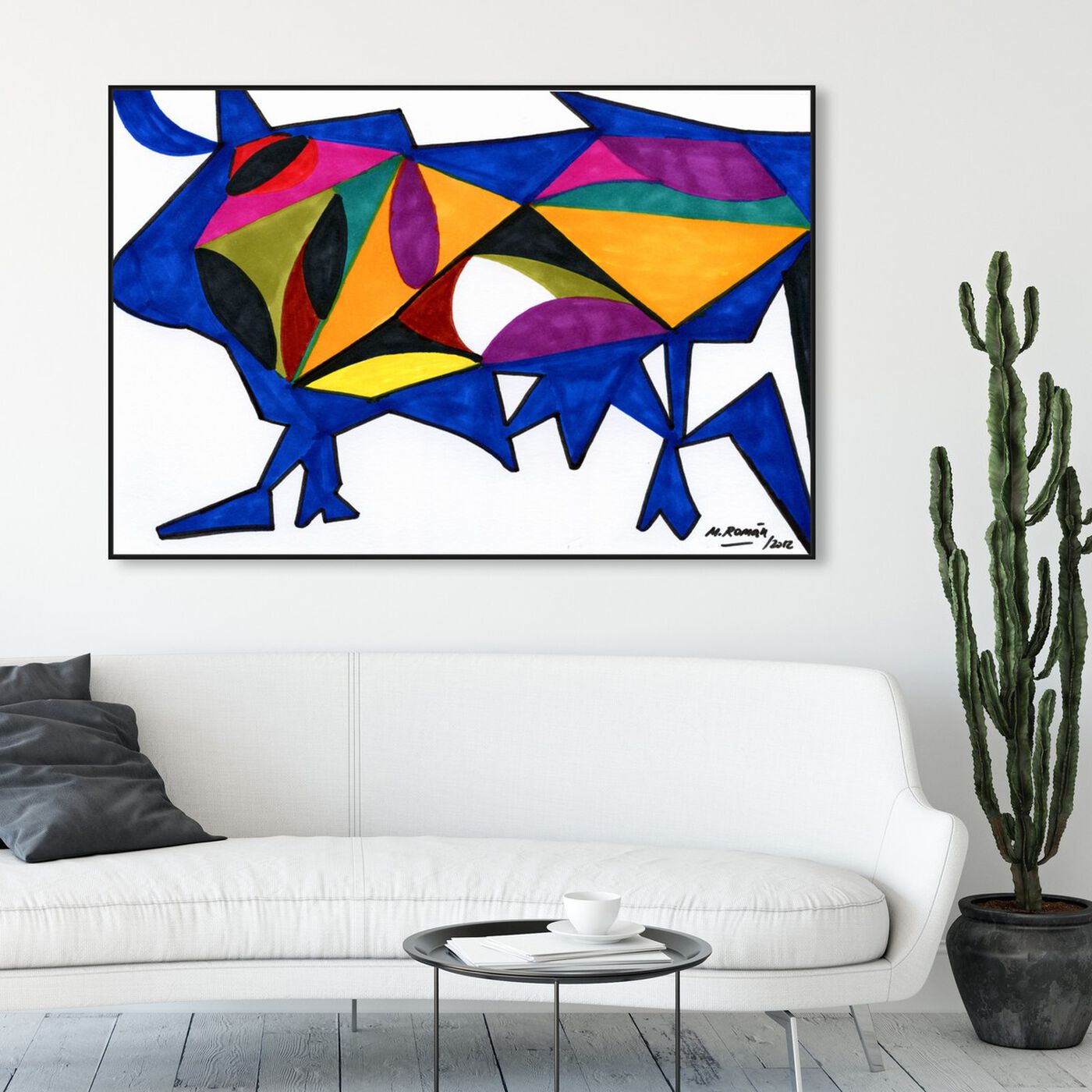 Hanging view of Bull Sunrise featuring abstract and shapes art.