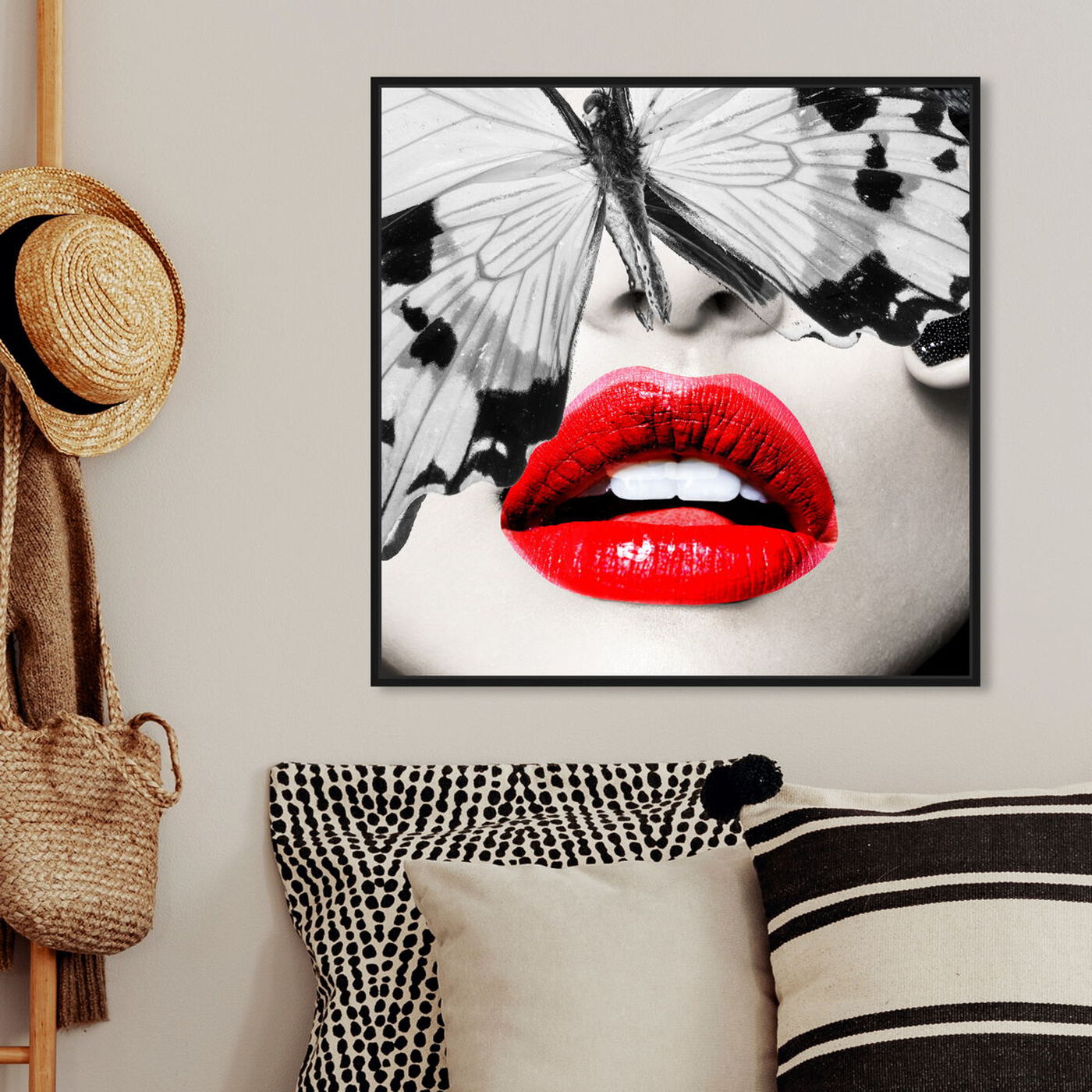 Hanging view of Butterfly Lips featuring fashion and glam and lips art.