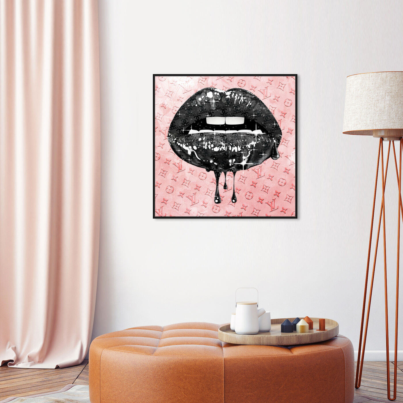 Hanging view of Noir and Blush Lips featuring fashion and glam and lips art.