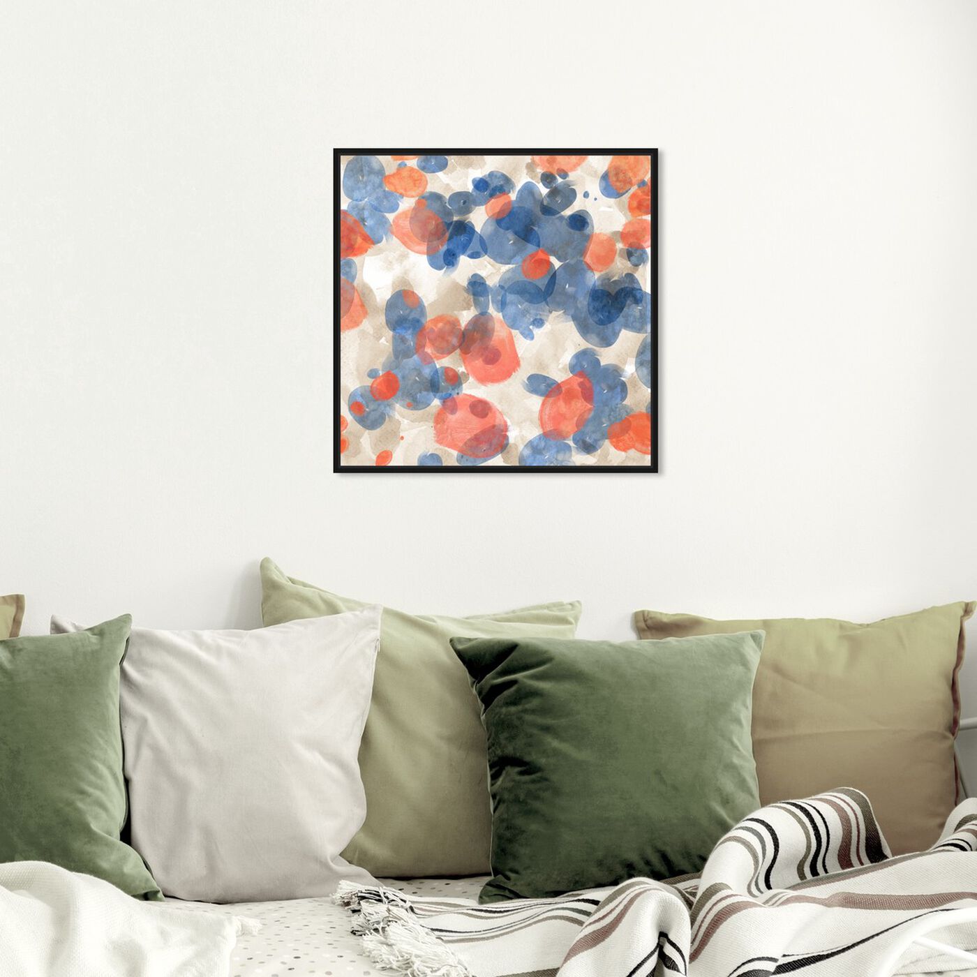 Hanging view of Floating Petals featuring abstract and paint art.