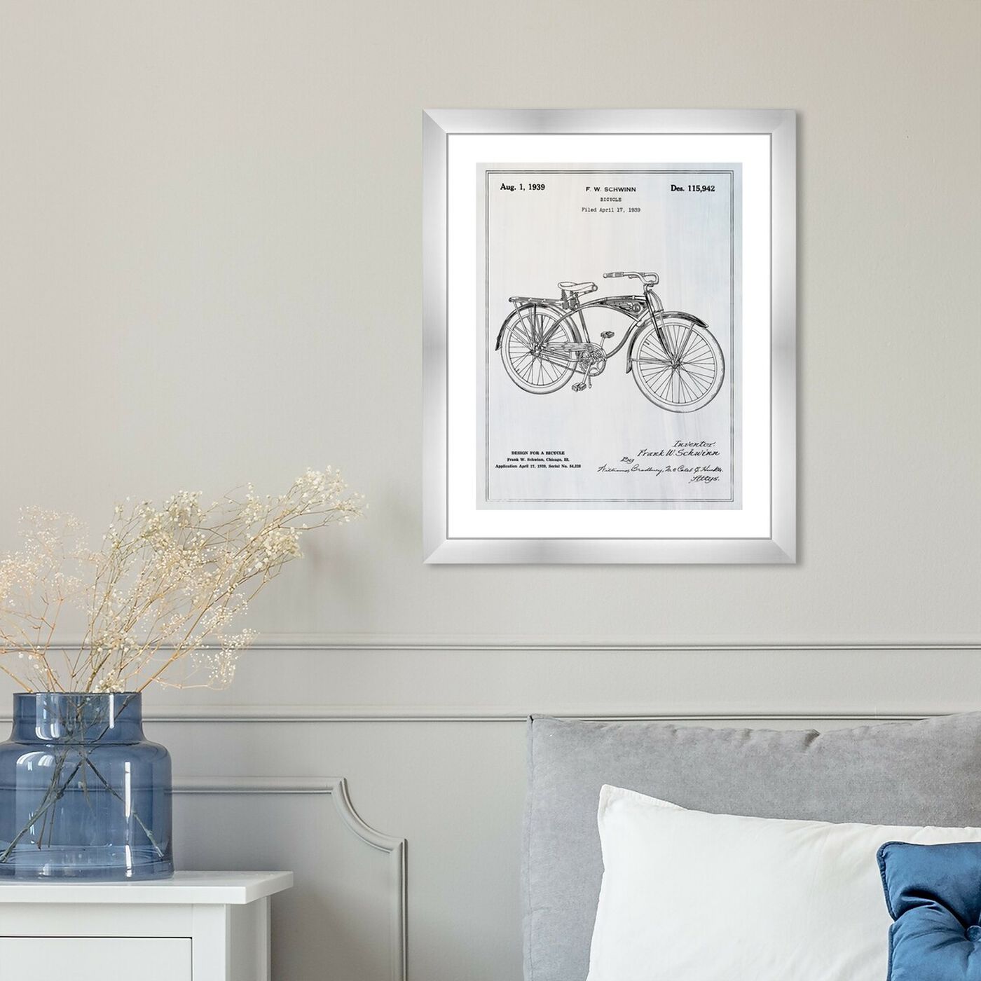 Hanging view of Schwinn Bicycle featuring transportation and bicycles art.