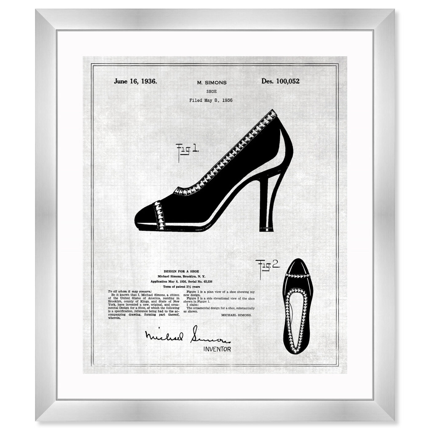 Front view of Iconic Design for a Shoe 1936 featuring fashion and glam and shoes art.