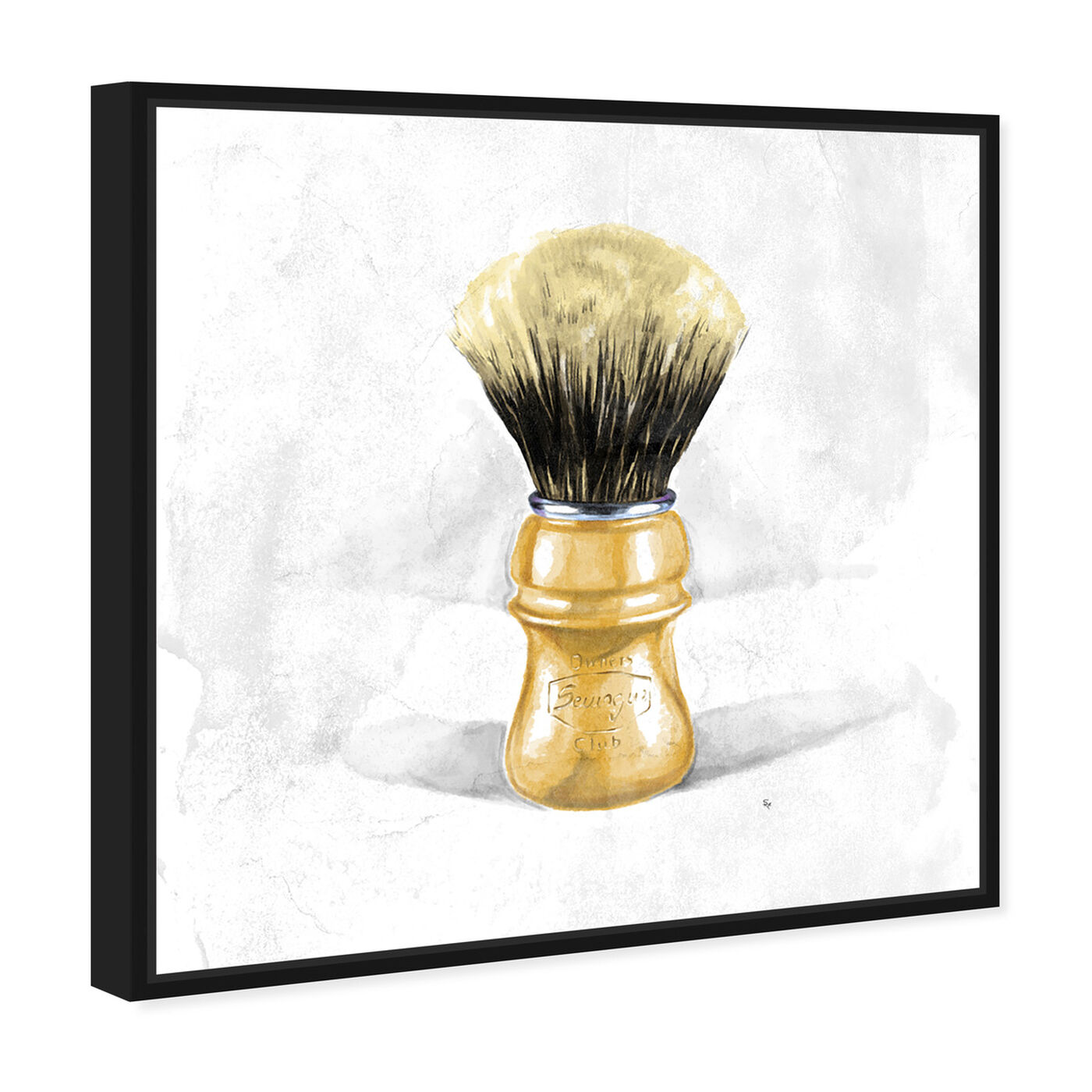 Angled view of Shave Brush featuring bath and laundry and barber art.