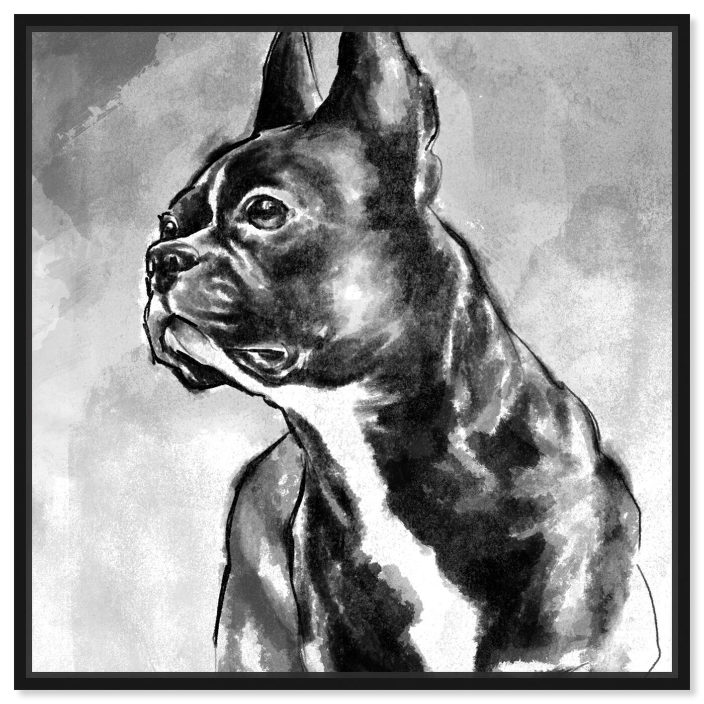 Front view of French Bulldog featuring animals and dogs and puppies art.