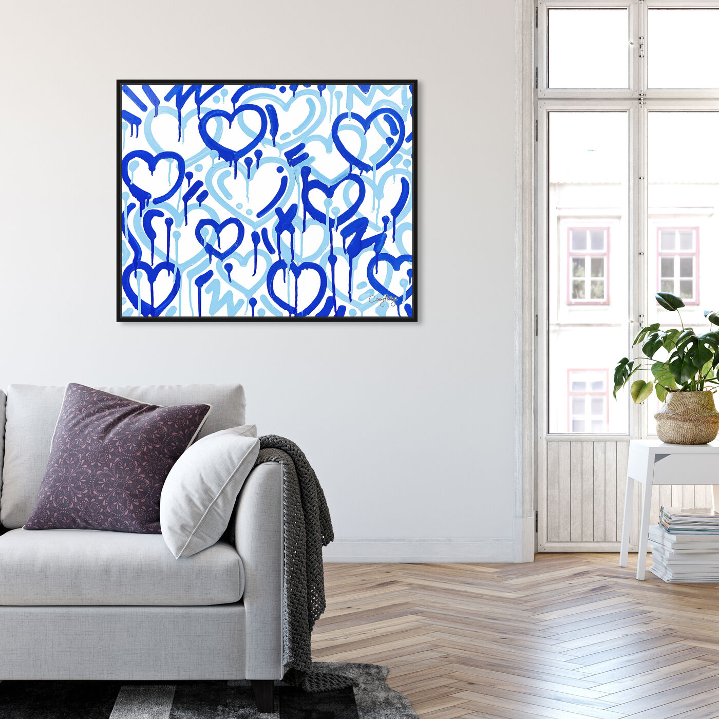 Hanging view of Corey Paige - Blue Electric Love  featuring abstract and textures art.