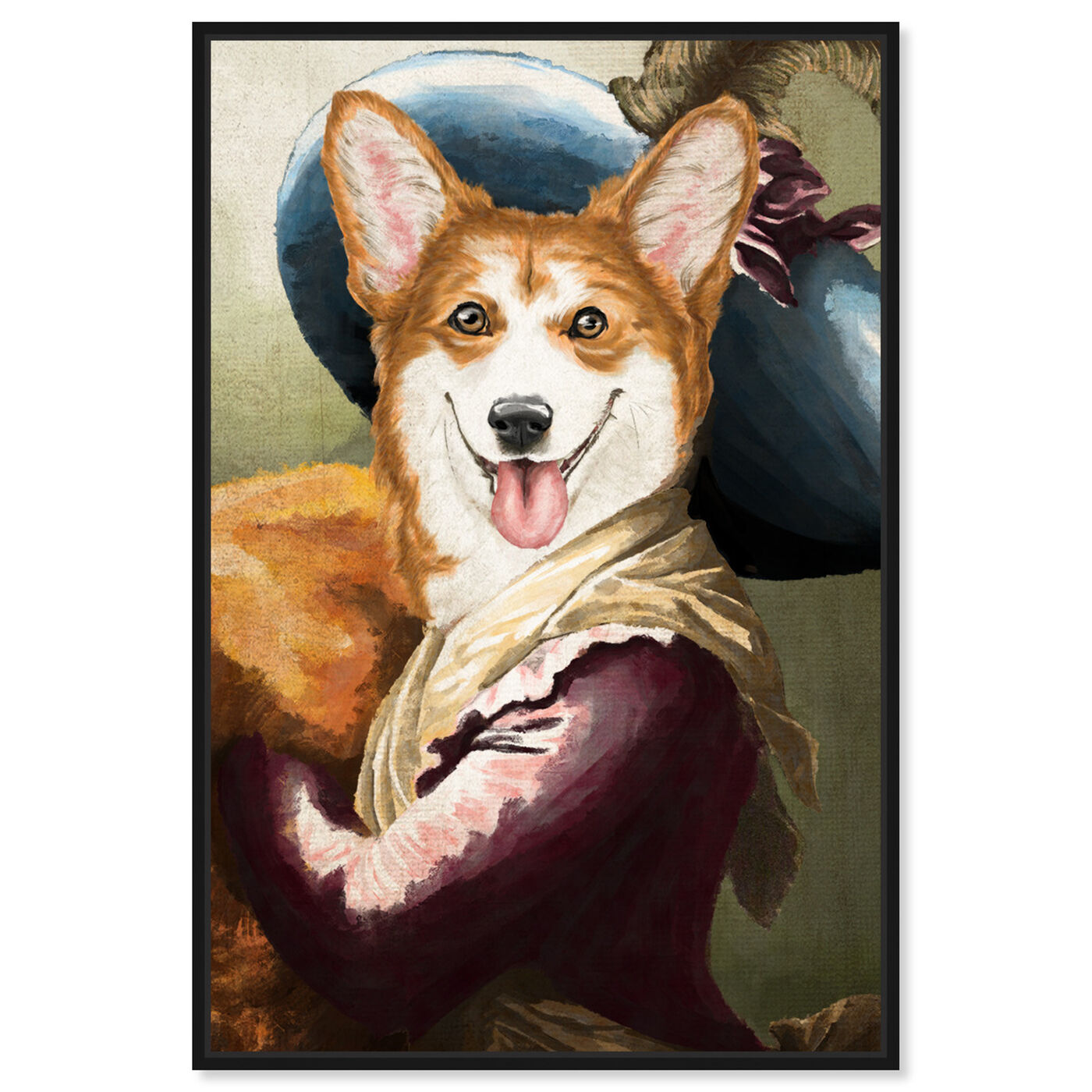 Front view of Elegant Corgi featuring animals and dogs and puppies art.
