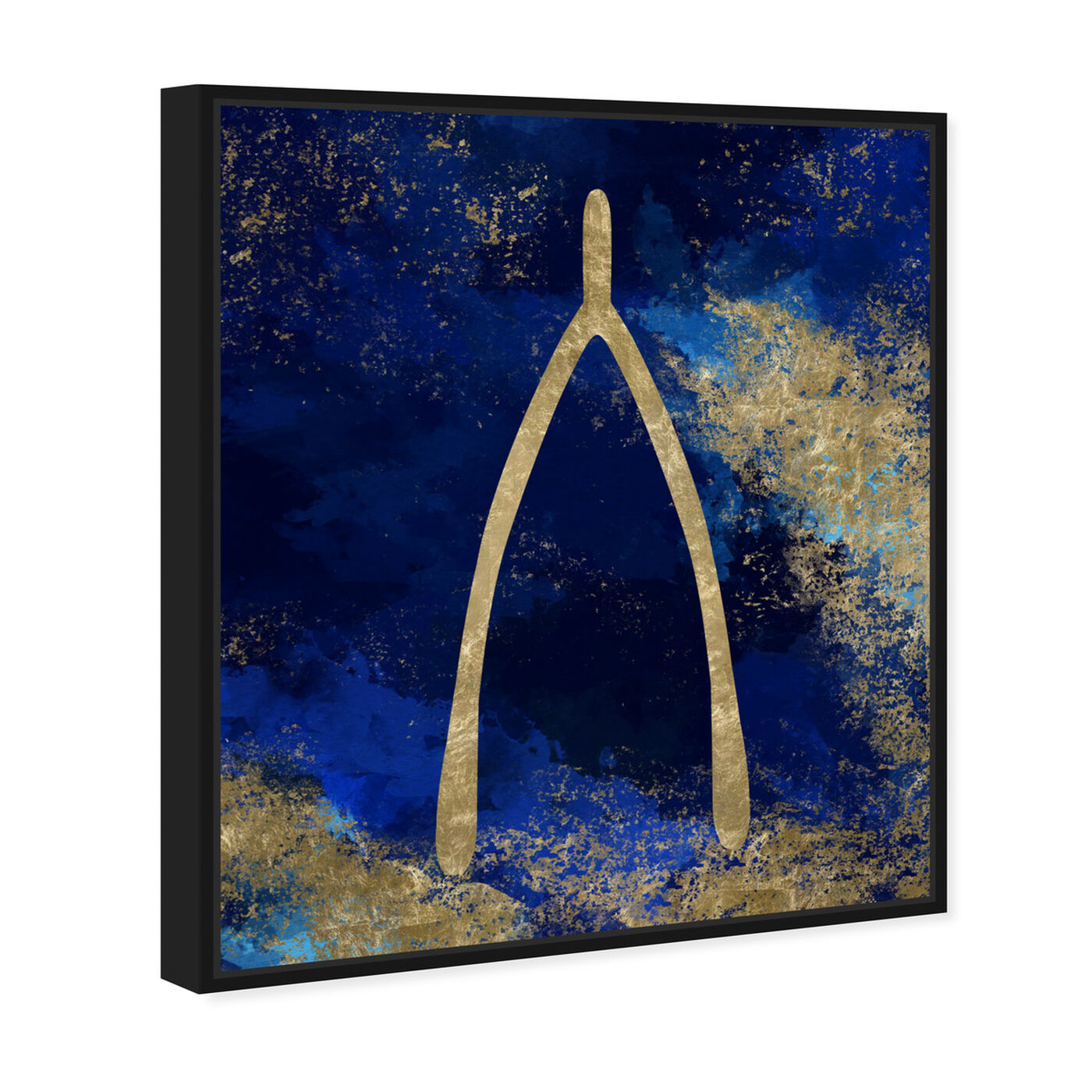 Angled view of Gold Wishbone I featuring abstract and textures art.