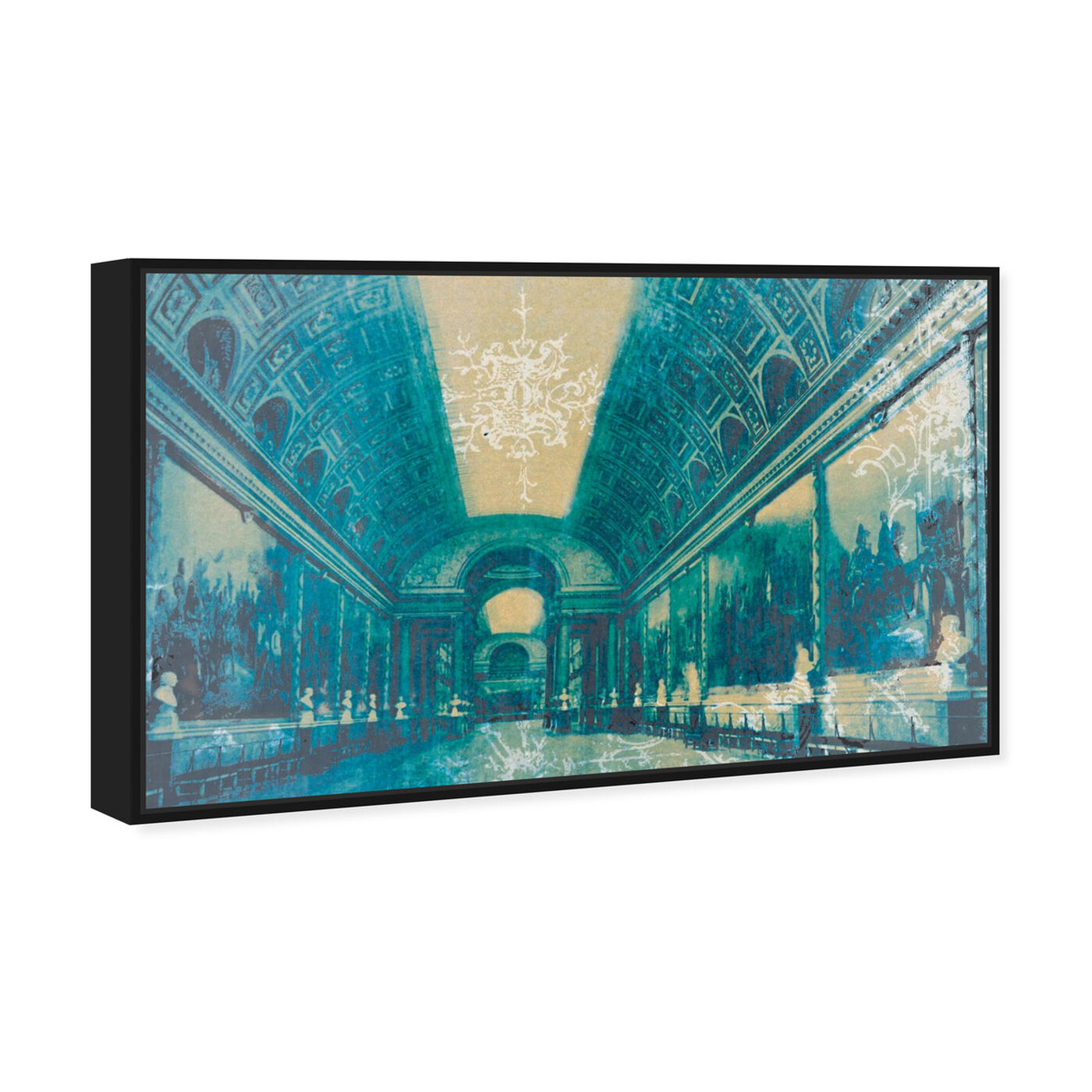 Angled view of Gallery of Battles Versailles Blue featuring architecture and buildings and european buildings art.