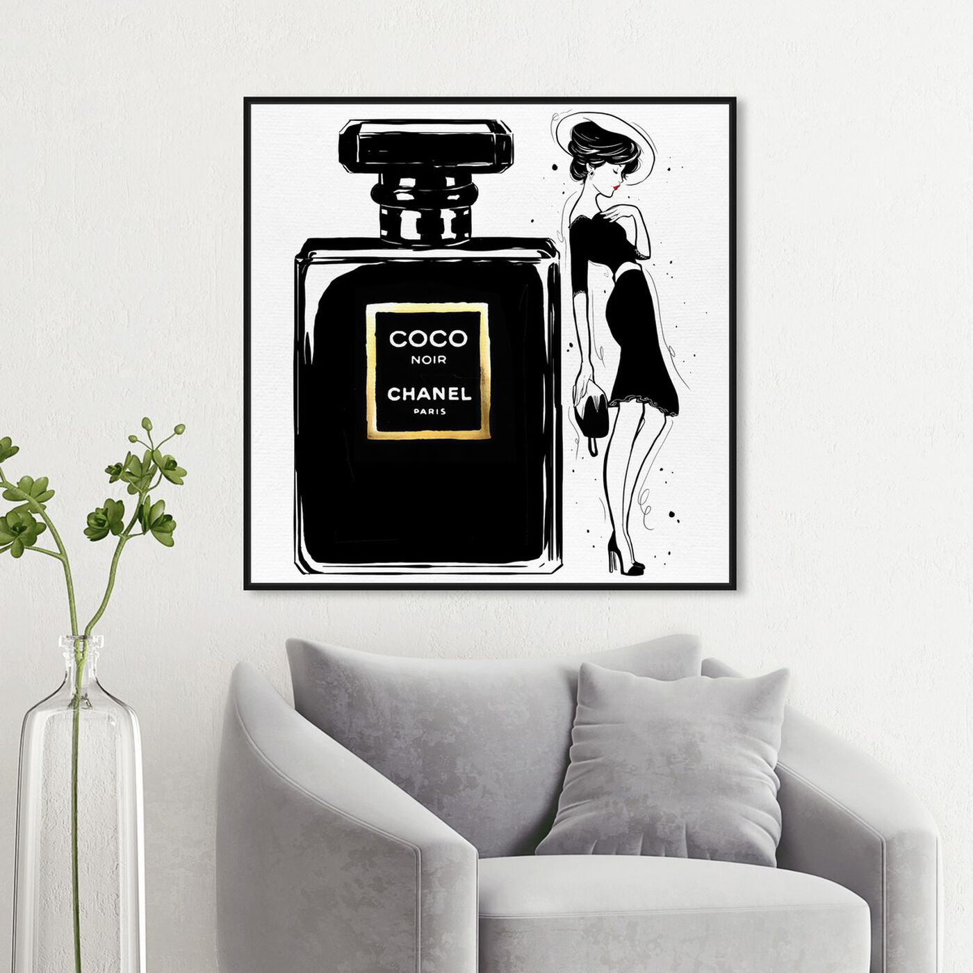 Hanging view of Noir Fashionista featuring fashion and glam and perfumes art.