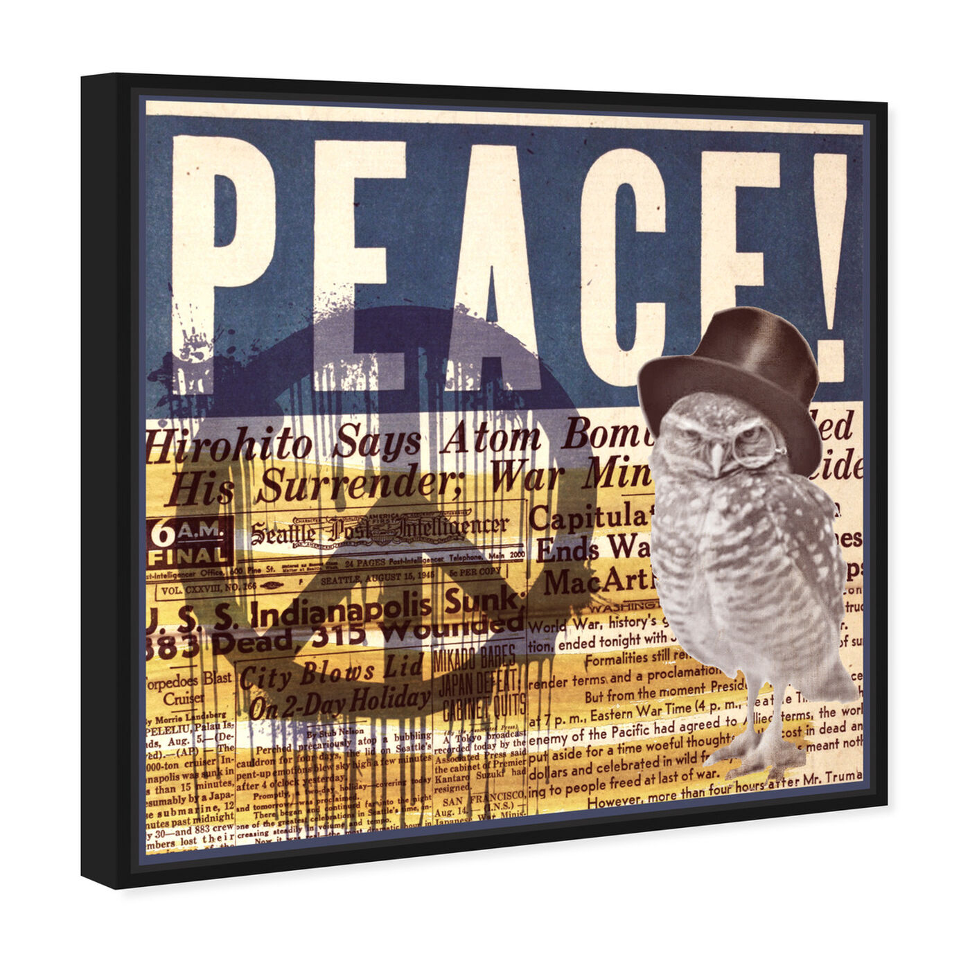Angled view of Peace! featuring advertising and posters art.