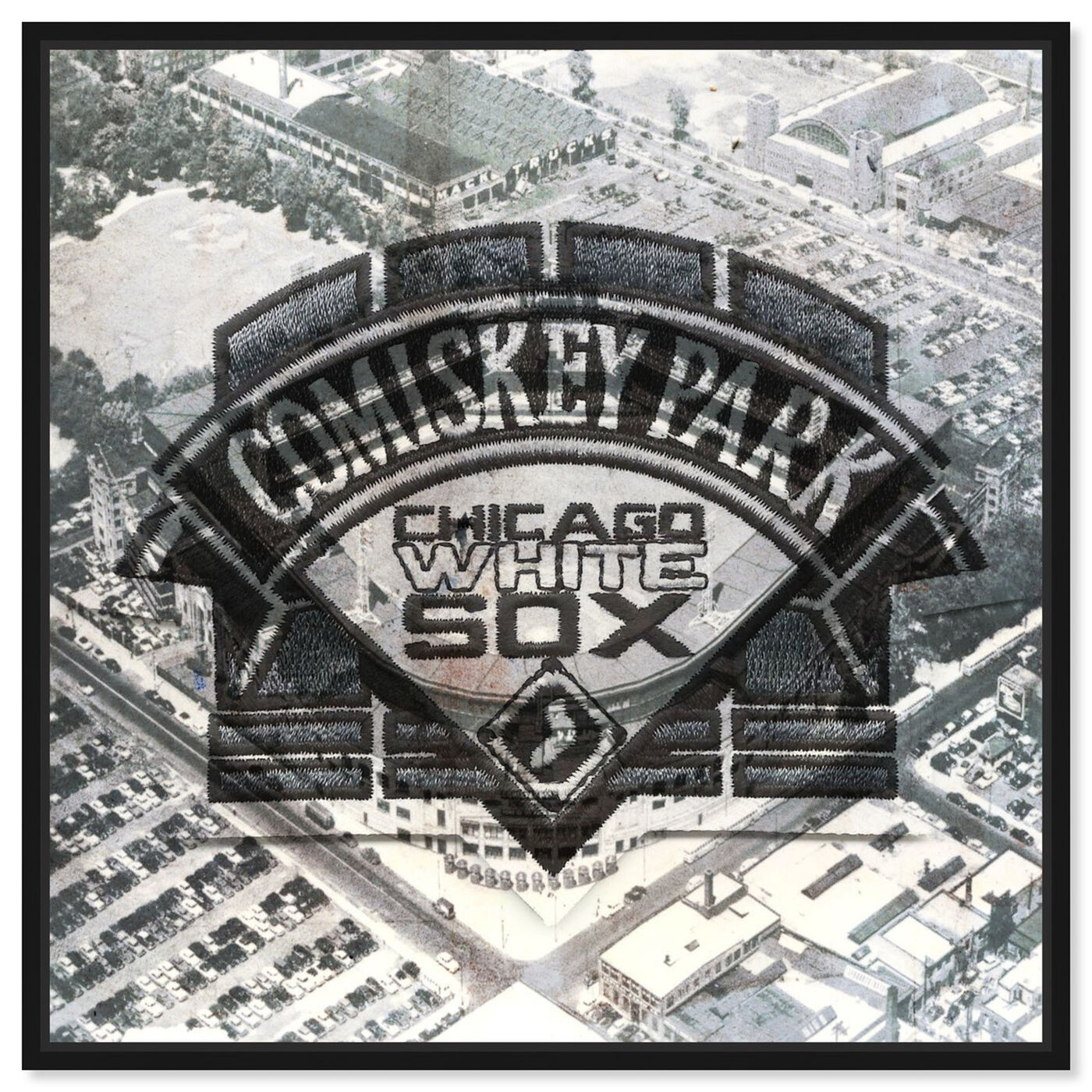 Front view of Comiskey Park White Sox featuring cities and skylines and united states cities art.