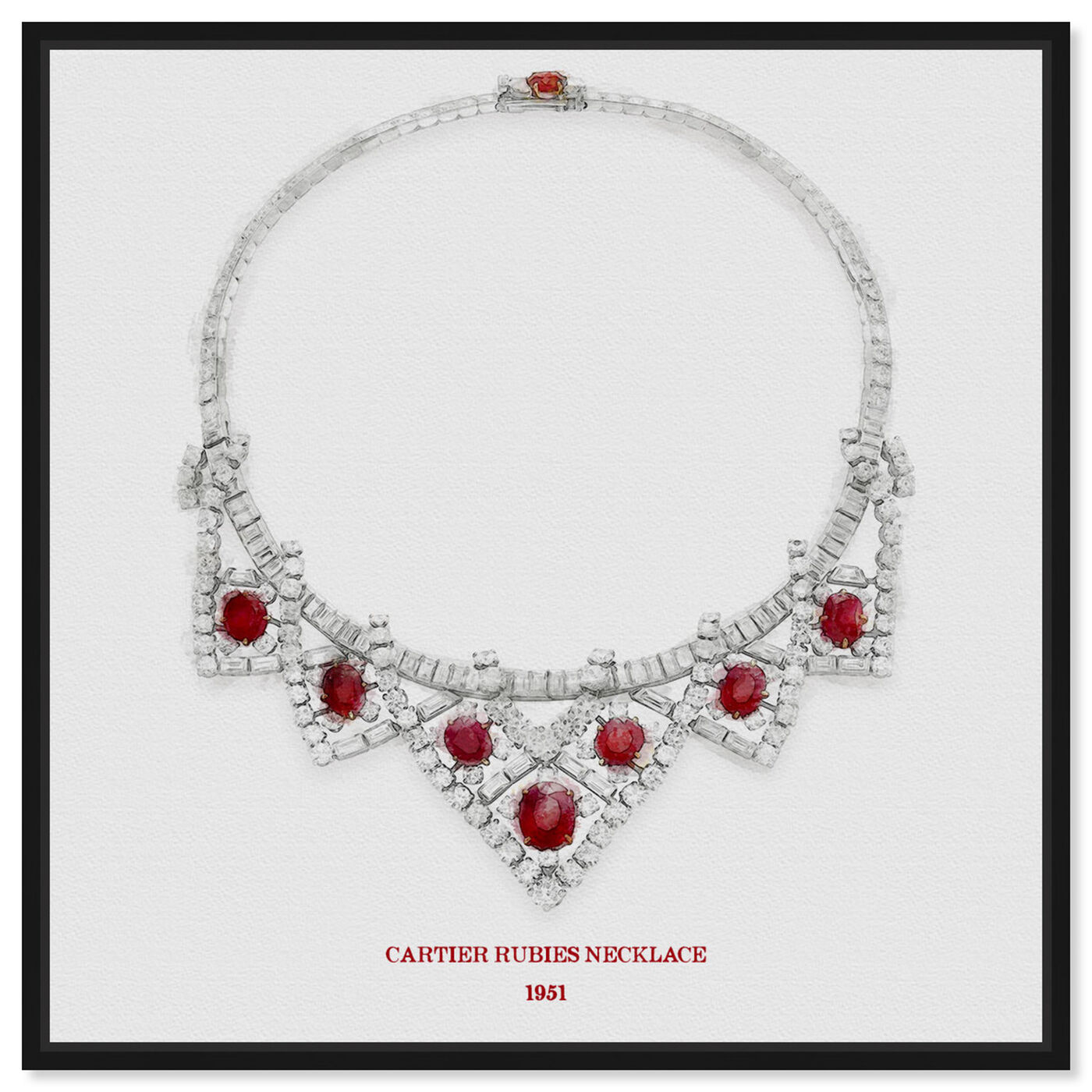 Front view of Rubies Necklace 1951 featuring fashion and glam and jewelry art.