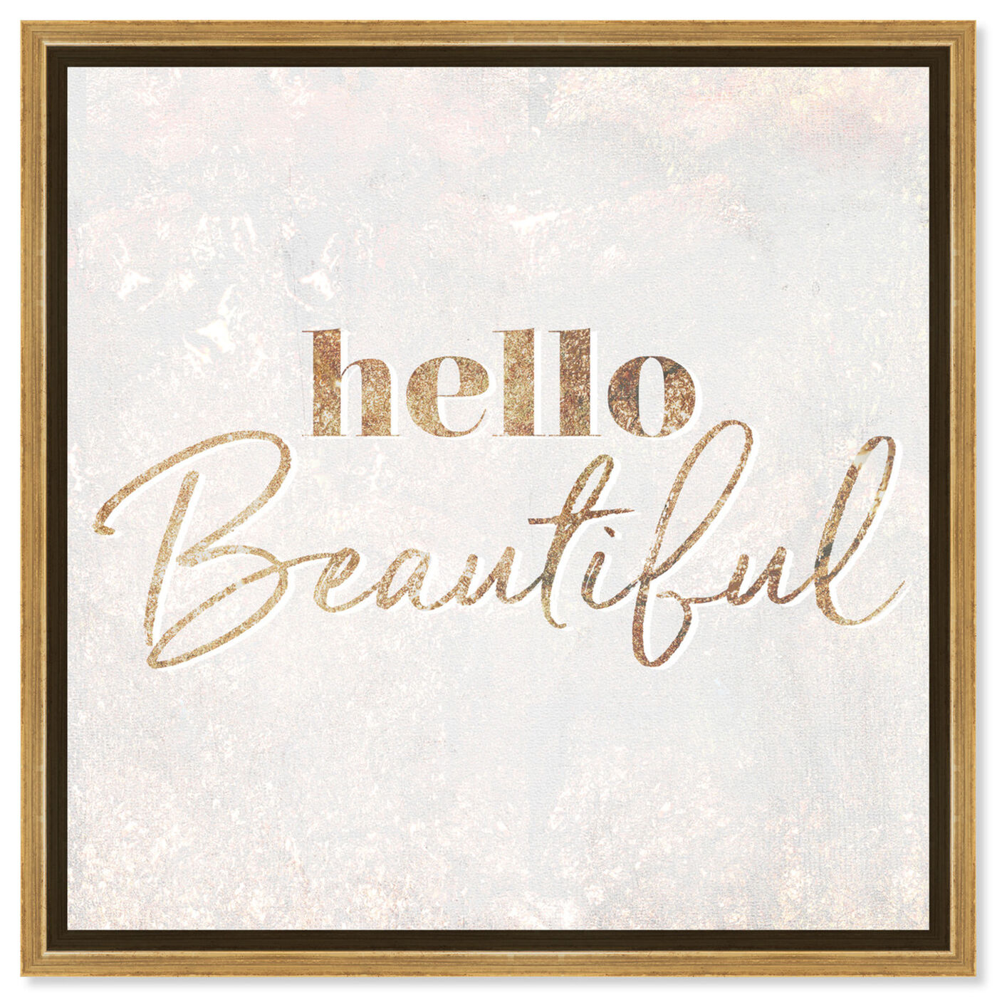 Front view of Hello Beautiful Champagne featuring typography and quotes and beauty quotes and sayings art.