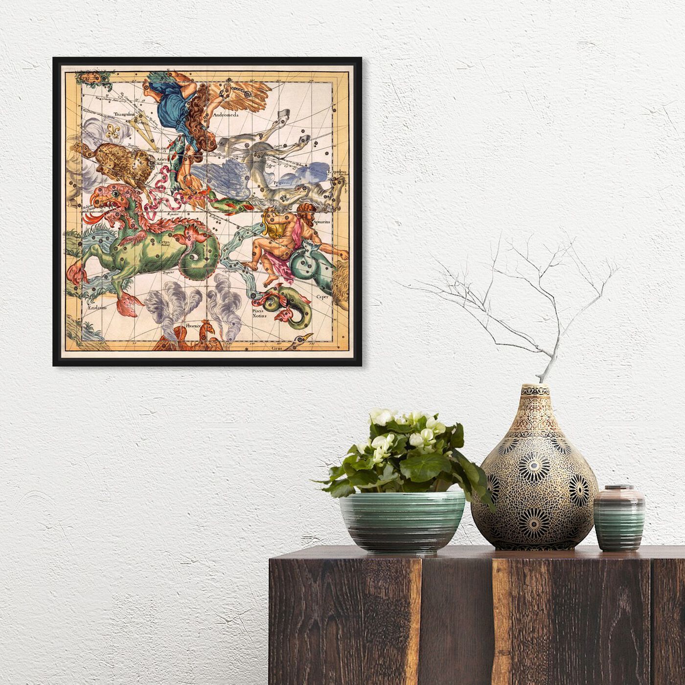 Hanging view of Aquarius Piscis and Aries featuring spiritual and religious and zodiac art.