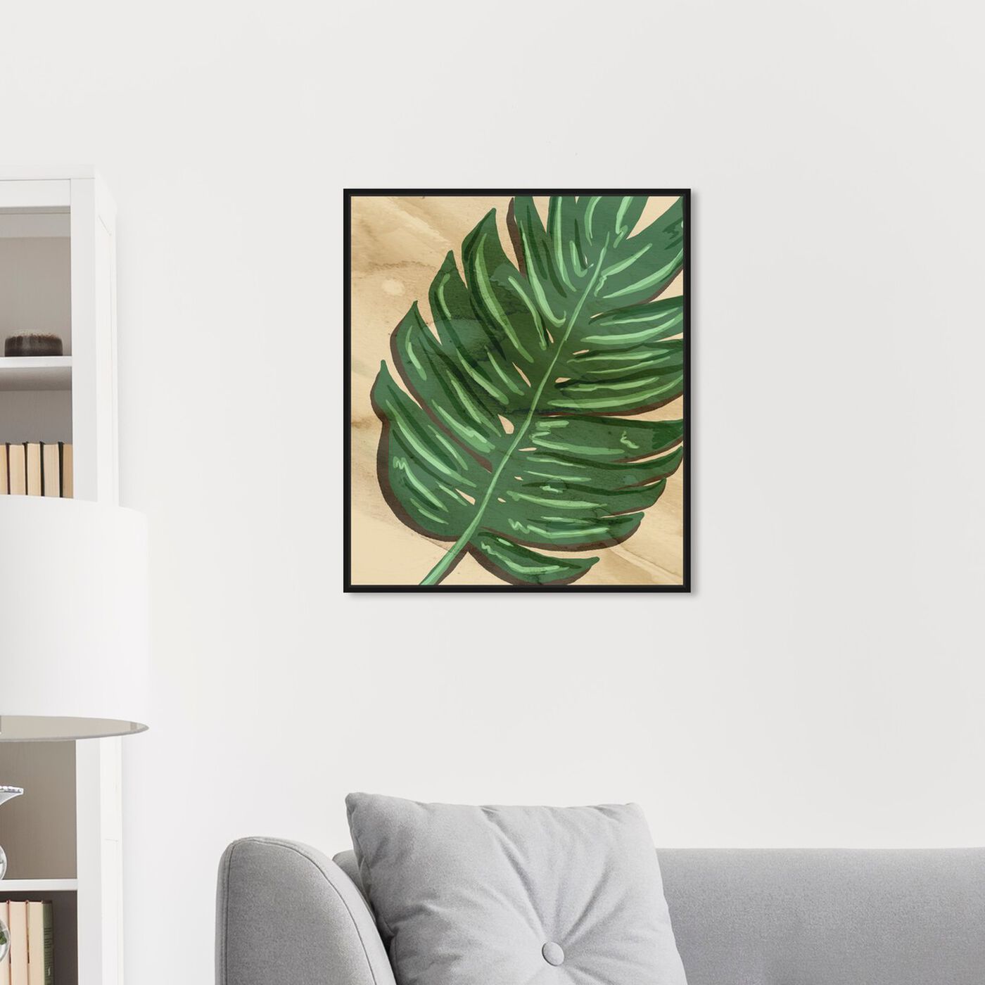 Hanging view of Neutral Leaves II featuring floral and botanical and botanicals art.