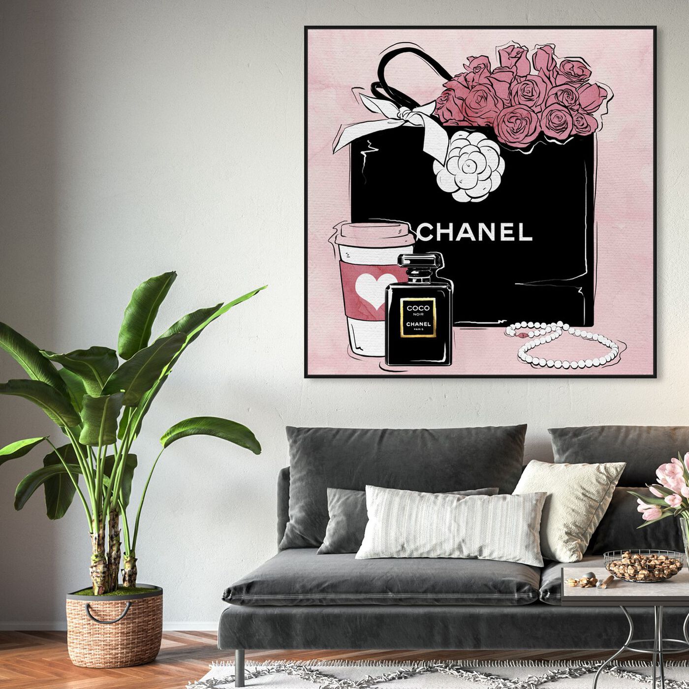 Oliver Gal 'Floral Perfume Peonies Tall' Fashion and Glam Wall Art Framed  Print Perfumes - Pink, Gray - Bed Bath & Beyond - 32194941