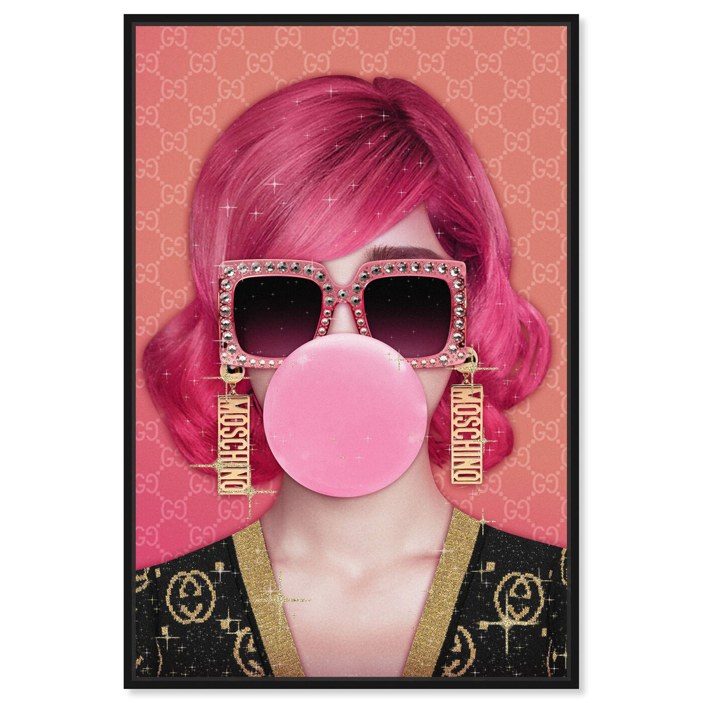 Front view of Haute Strawberry Bubblegum featuring fashion and glam and portraits art.