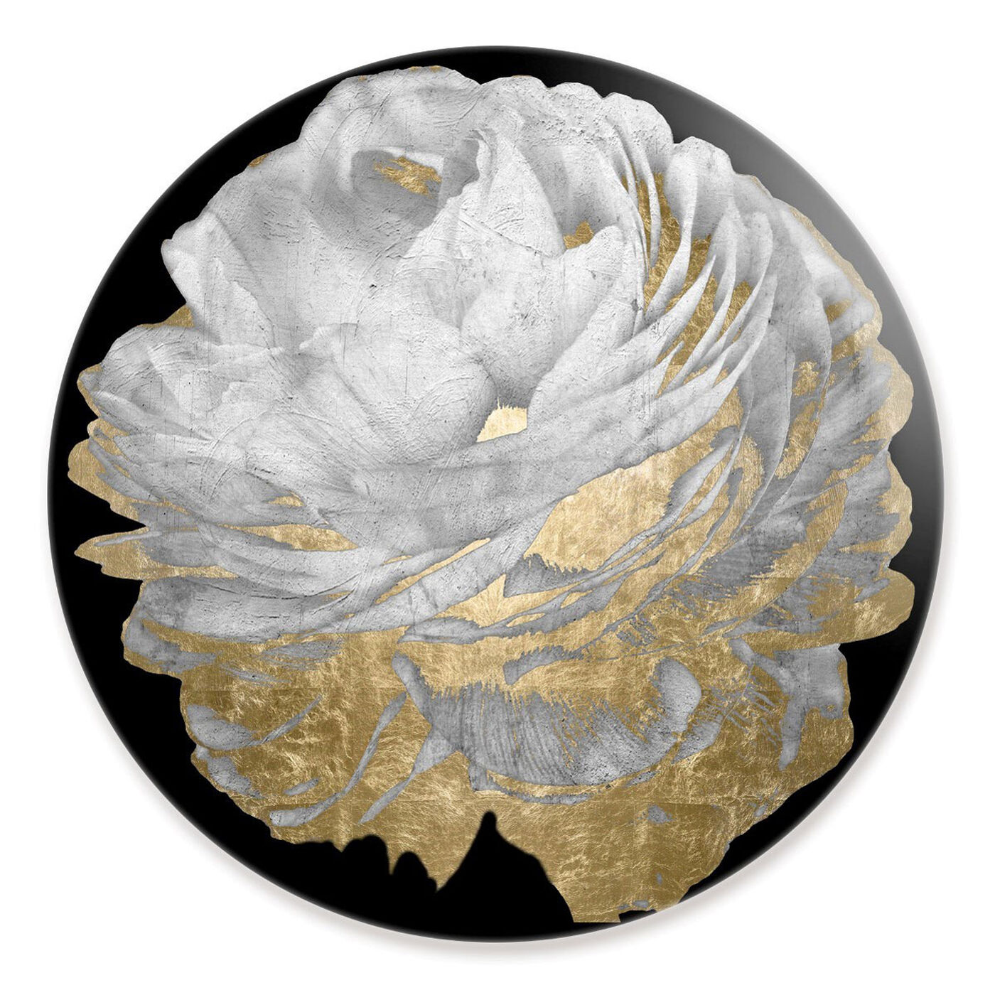 Front view of Gold and Light Floral Round featuring floral and botanical and florals art.