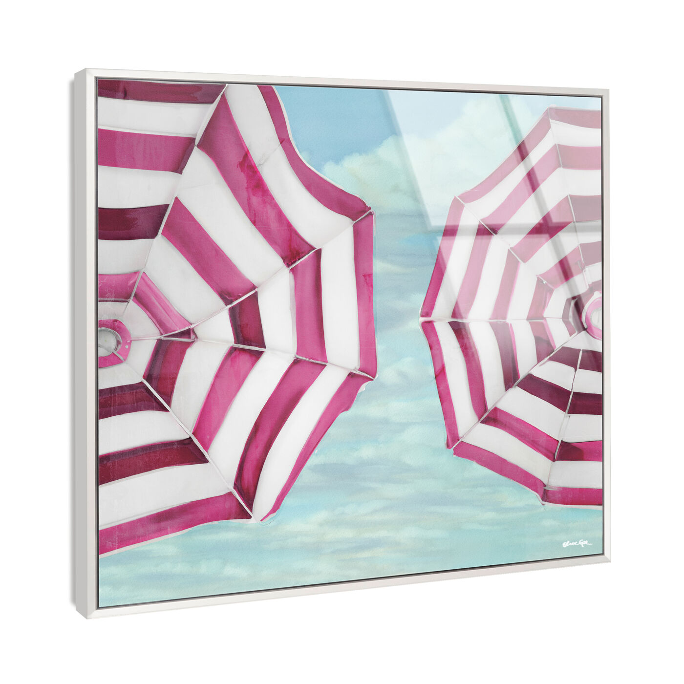 Sun Umbrellas in Miami - Framed Acrylic Art