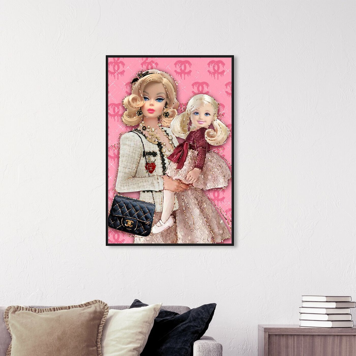 Hanging view of Mother and Daughter Fashion Dolls featuring fashion and glam and dolls art.