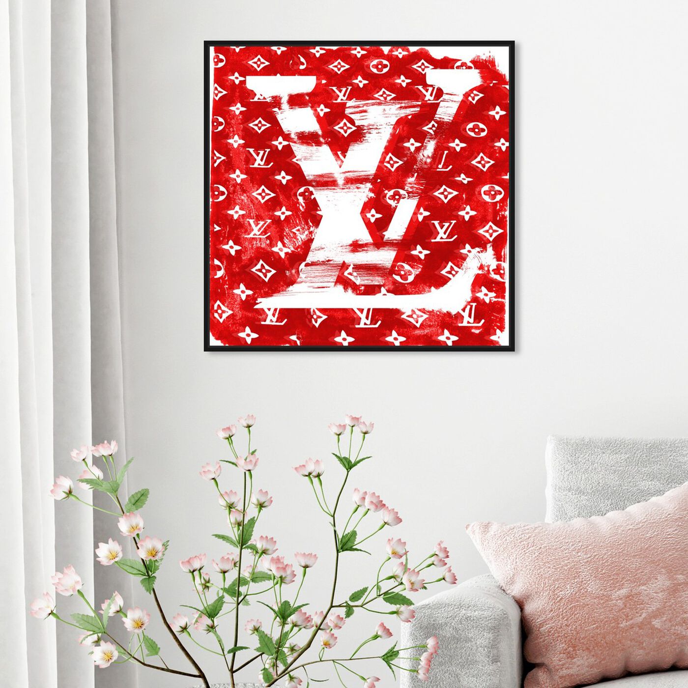 Hanging view of Red Tag featuring fashion and glam and road signs art.