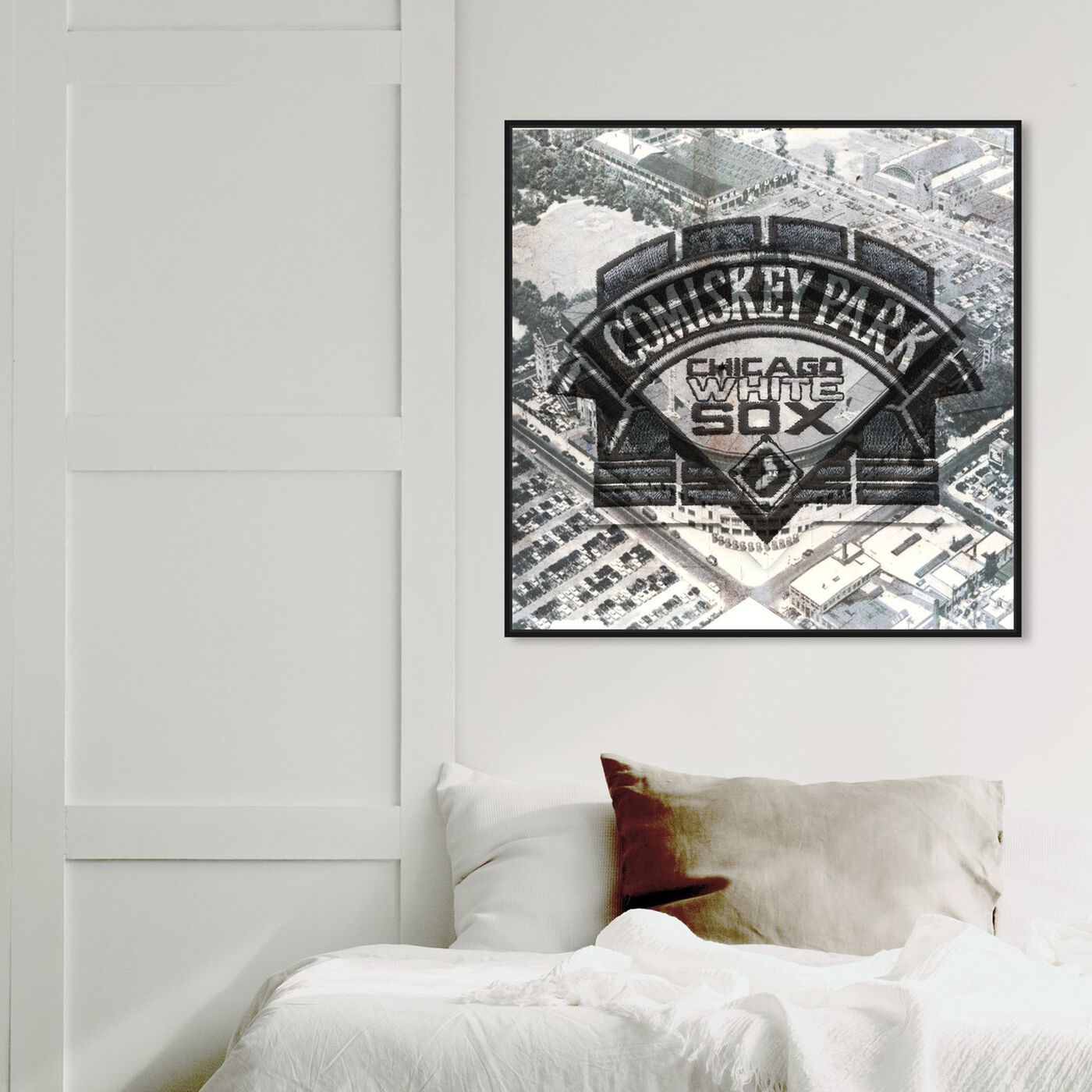 Hanging view of Comiskey Park White Sox featuring cities and skylines and united states cities art.