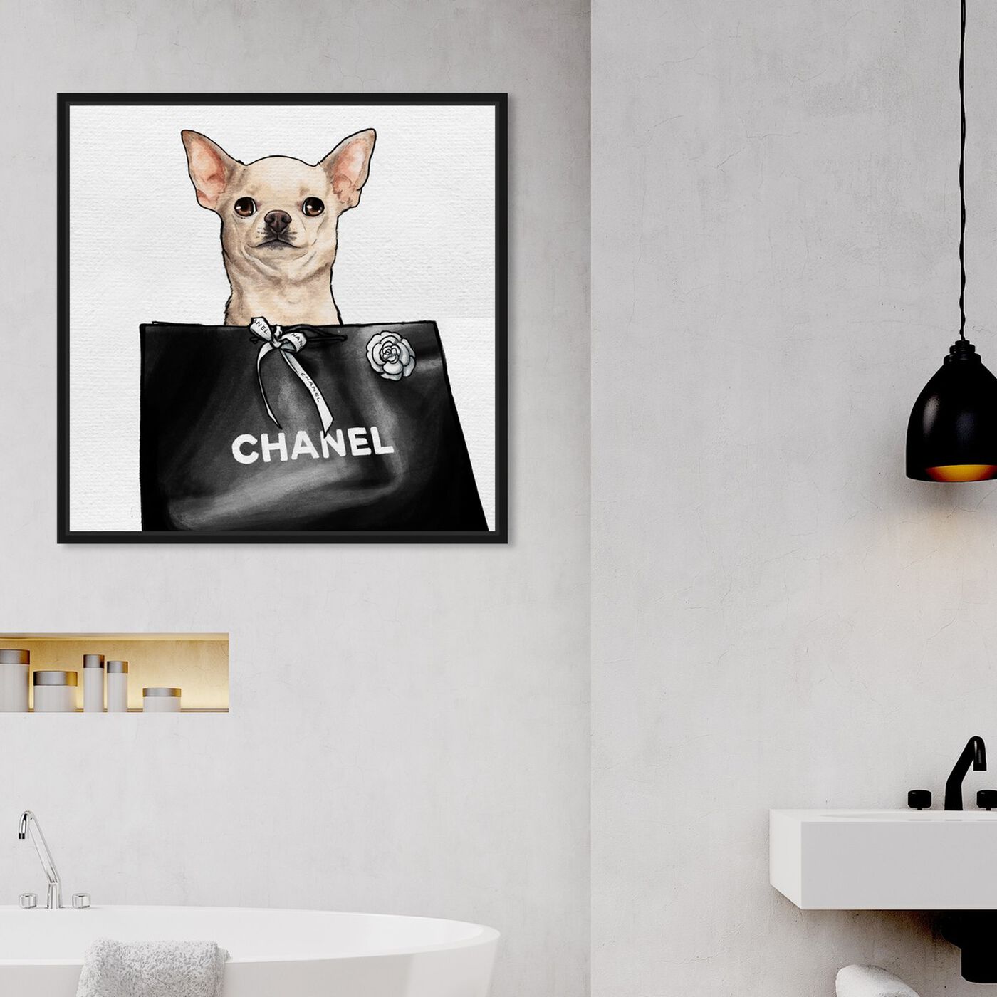 Hanging view of Chihuahua Glam II featuring animals and dogs and puppies art.