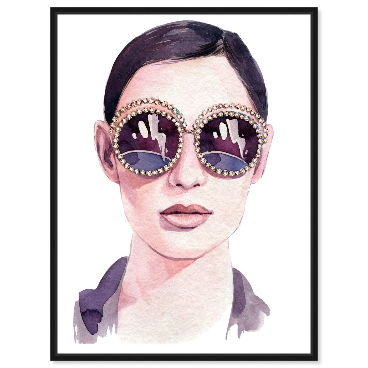 Front view of Jeweled Sunglasses featuring fashion and glam and accessories art.