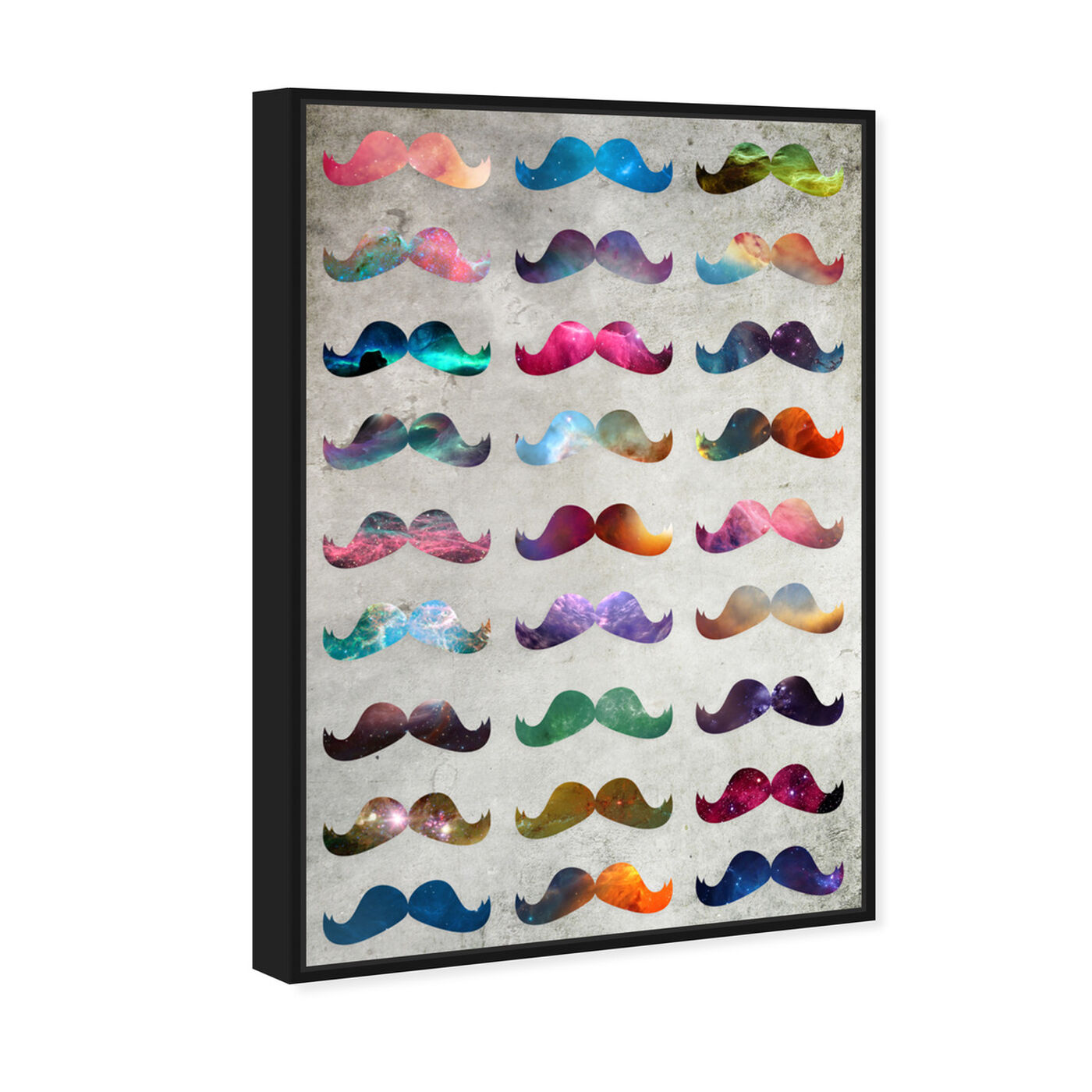 Angled view of Moustache Madness featuring abstract and shapes art.