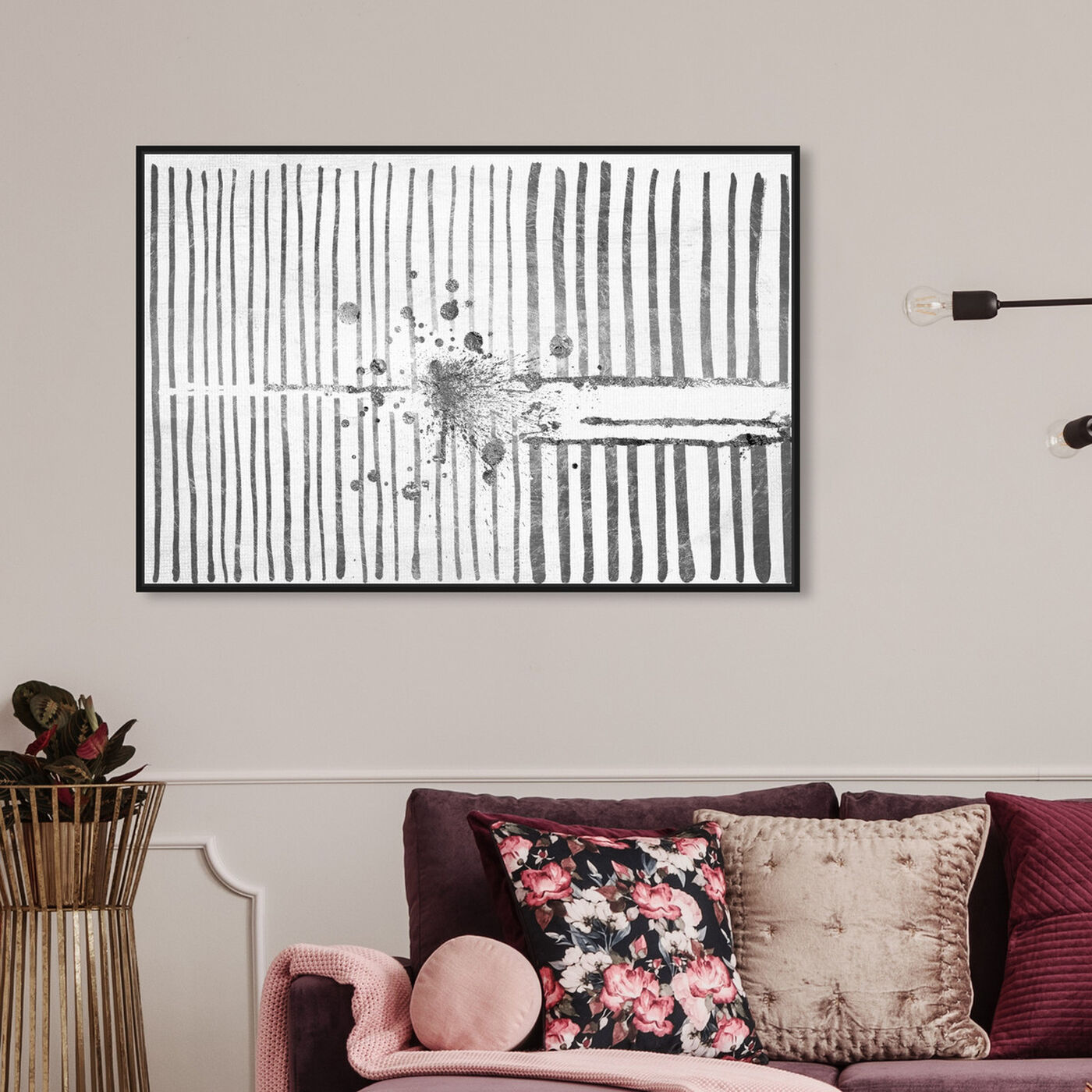 Hanging view of Love Force Field Silver featuring abstract and shapes art.
