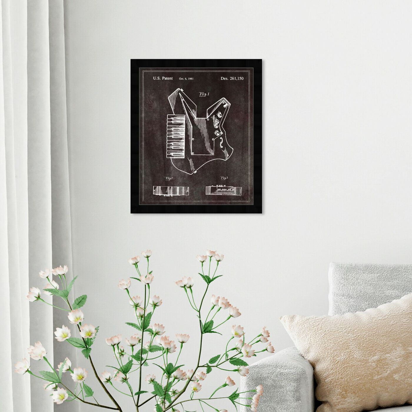 Hanging view of Combined Guitar and Synthesizer 1980 featuring music and dance and music instruments art.