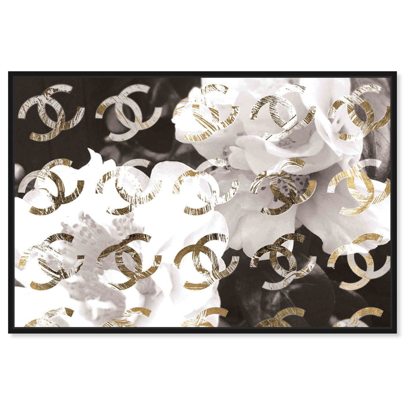 Front view of Original Gold Camellia Distressed featuring floral and botanical and florals art.