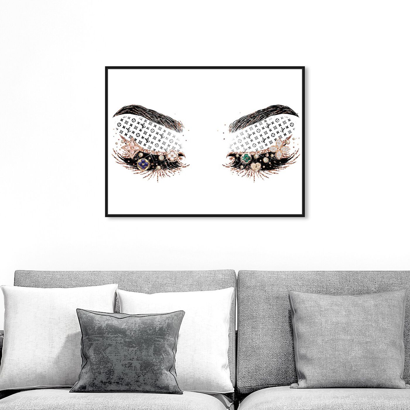 Hanging view of Louis Eyeshadows featuring fashion and glam and makeup art.