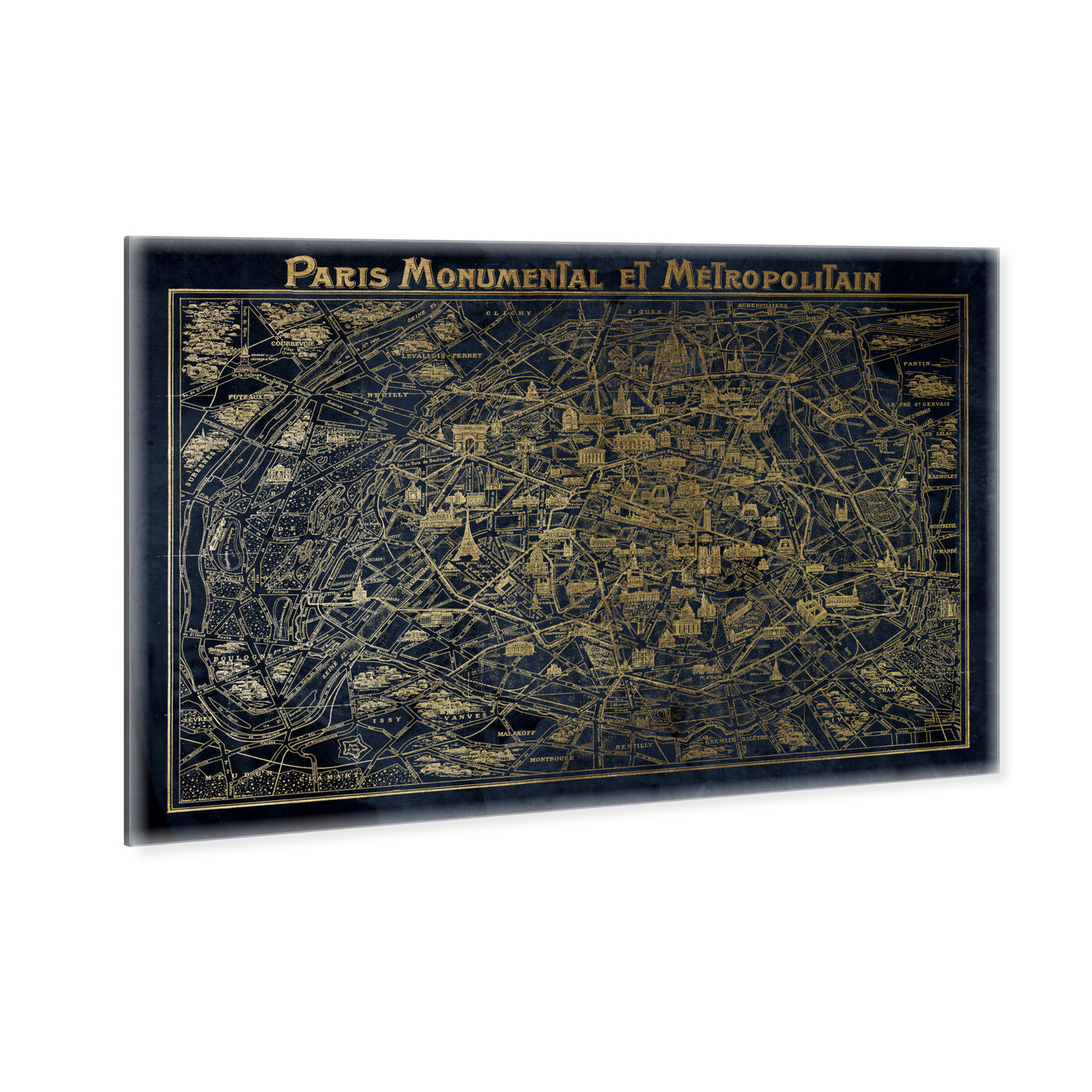Navy Gold Paris Map - Acrylic panel