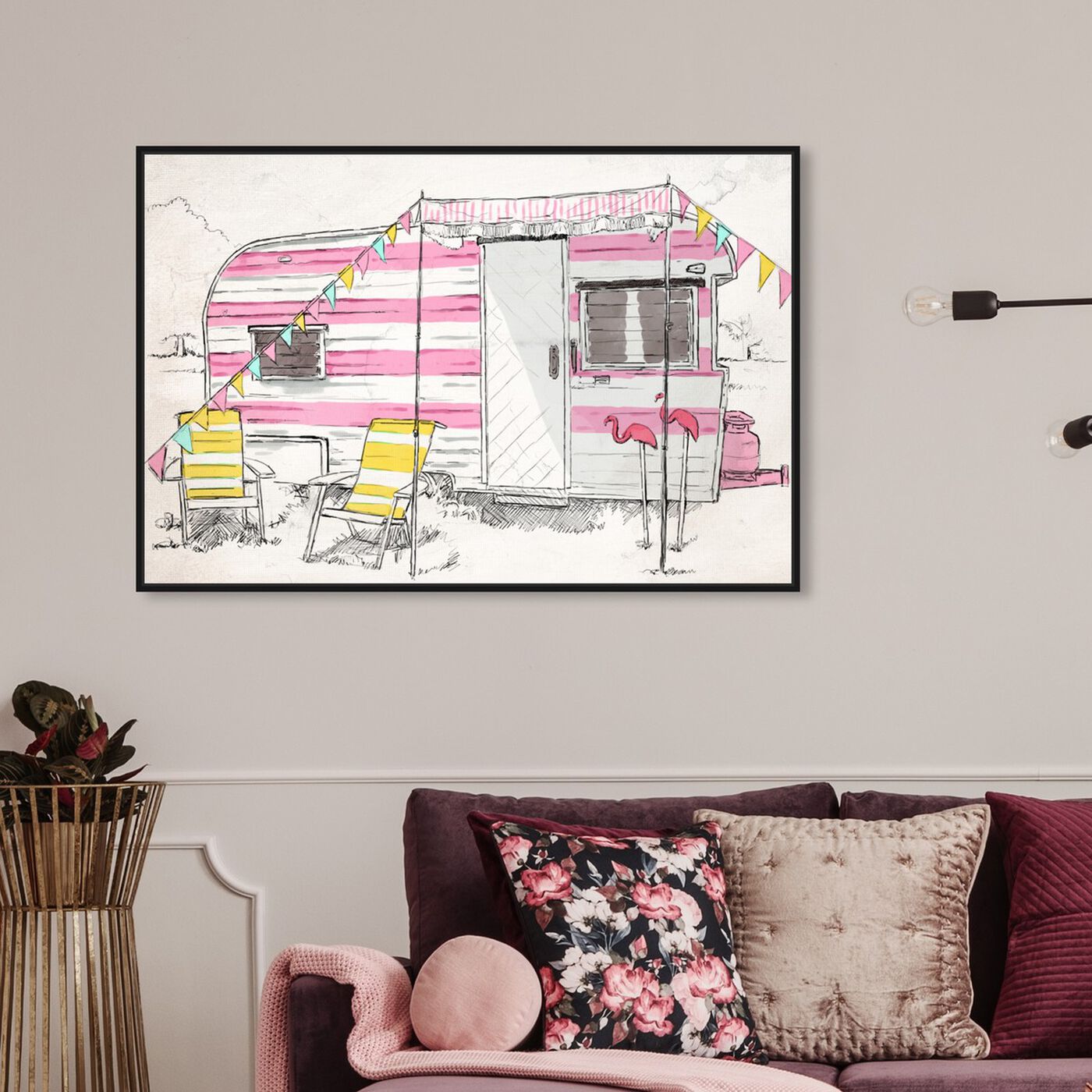 Hanging view of Pink Camper featuring entertainment and hobbies and camping art.