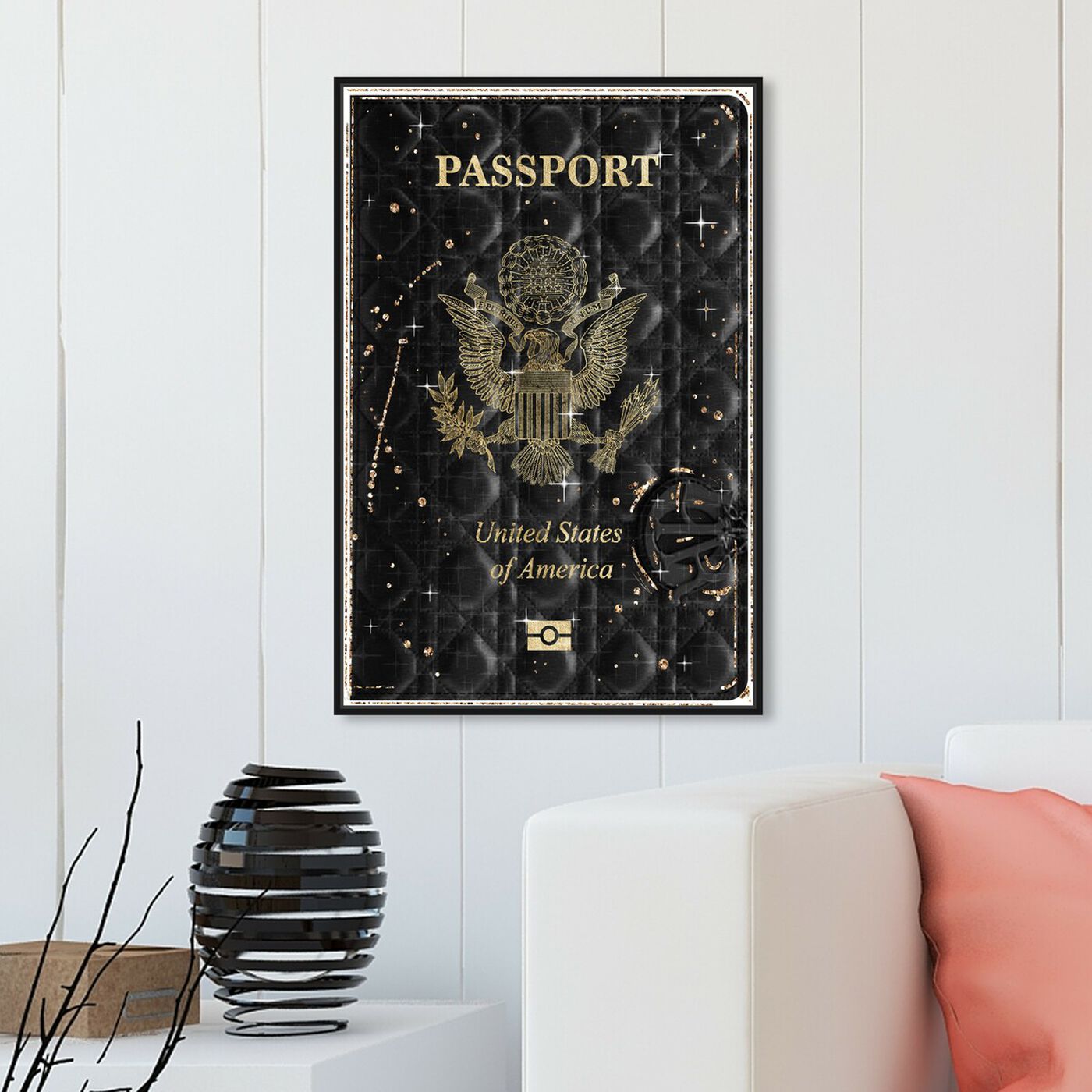 Hanging view of Lux Passport featuring fashion and glam and travel essentials art.