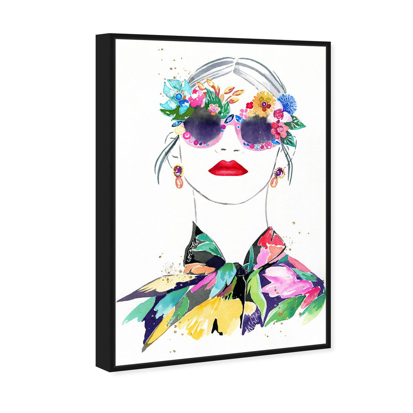Angled view of Botanical Blouse featuring fashion and glam and portraits art.