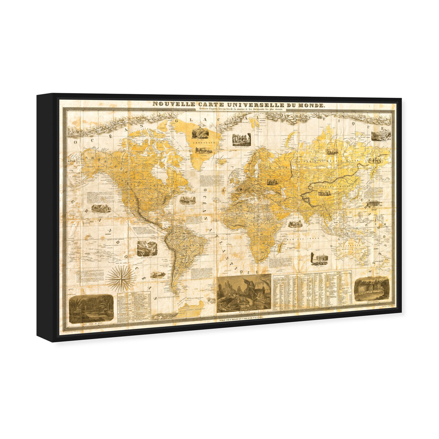 Angled view of SAI - Nouvelle Carte Universelle Du Monde featuring maps and flags and world maps art.