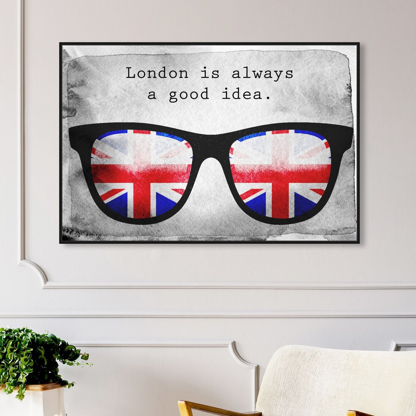 Hanging view of London is a Good Idea featuring typography and quotes and travel quotes and sayings art.