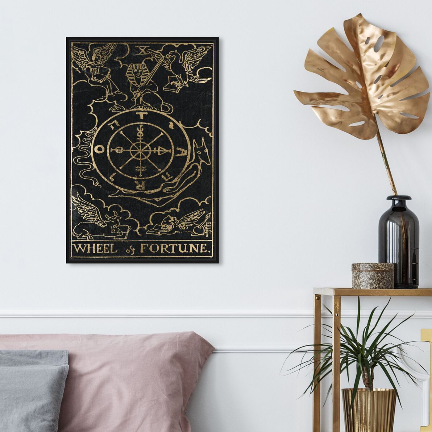 Hanging view of Wheel of Fortune featuring spiritual and religious and astrology art.