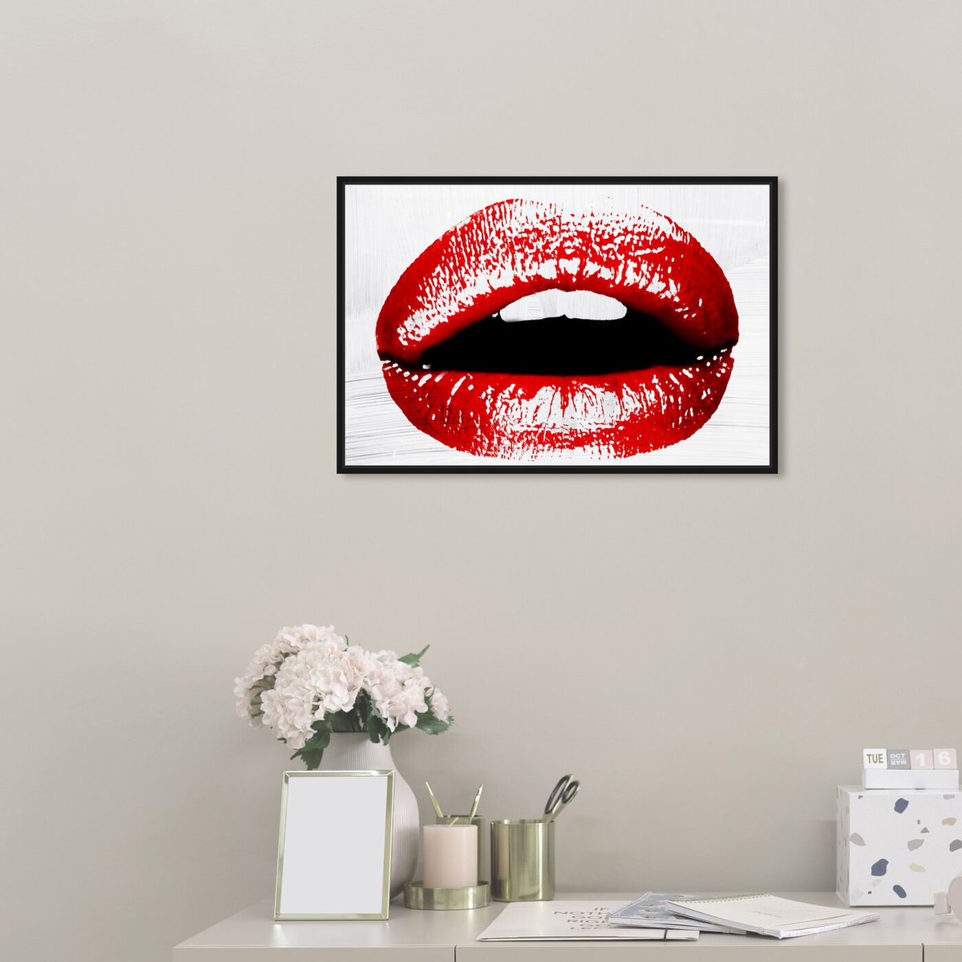 Hanging view of Statement Lips featuring fashion and glam and lips art.
